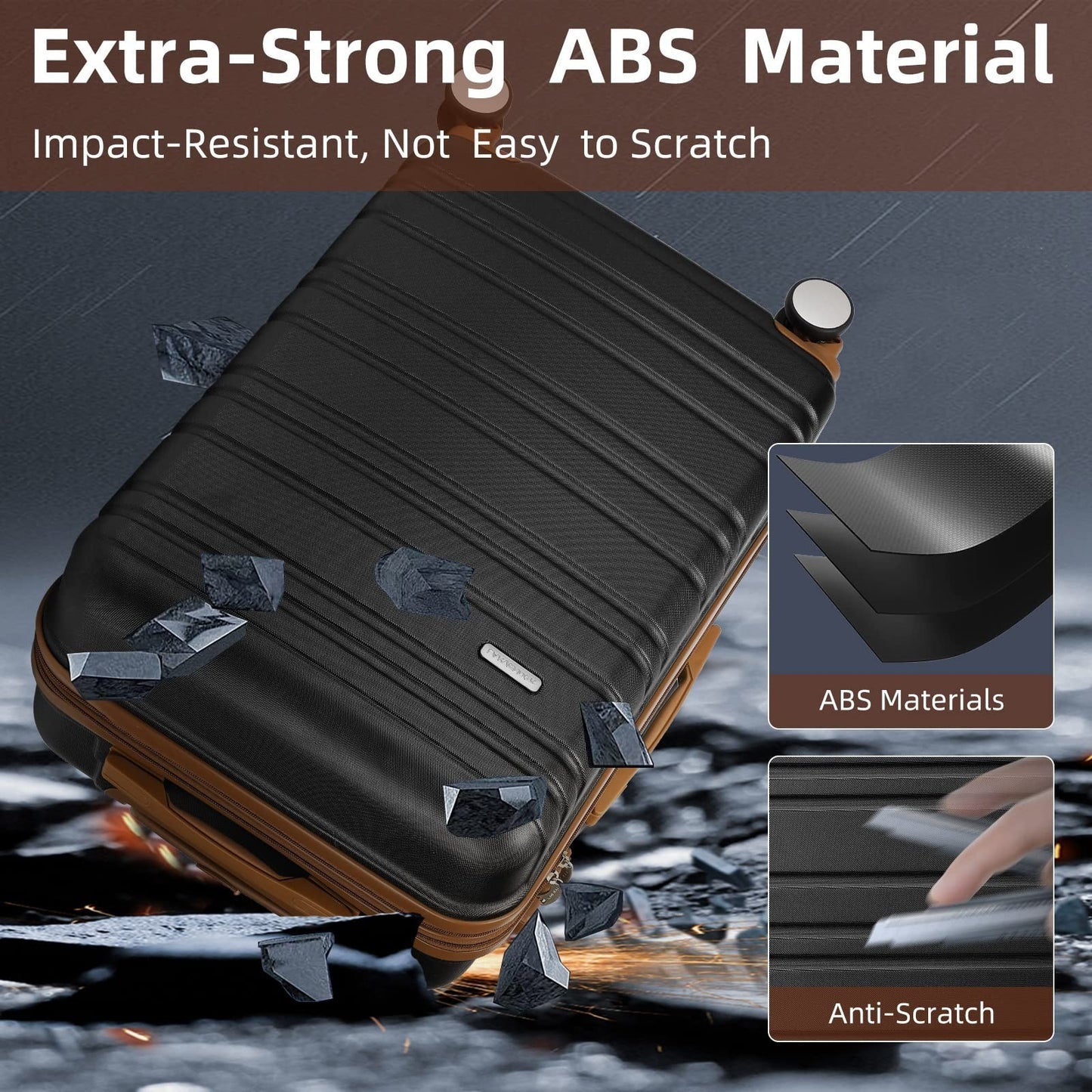 Expandable 6-Piece Luggage Set with 360° Wheels, TSA Lock, Lightweight Hardshell3