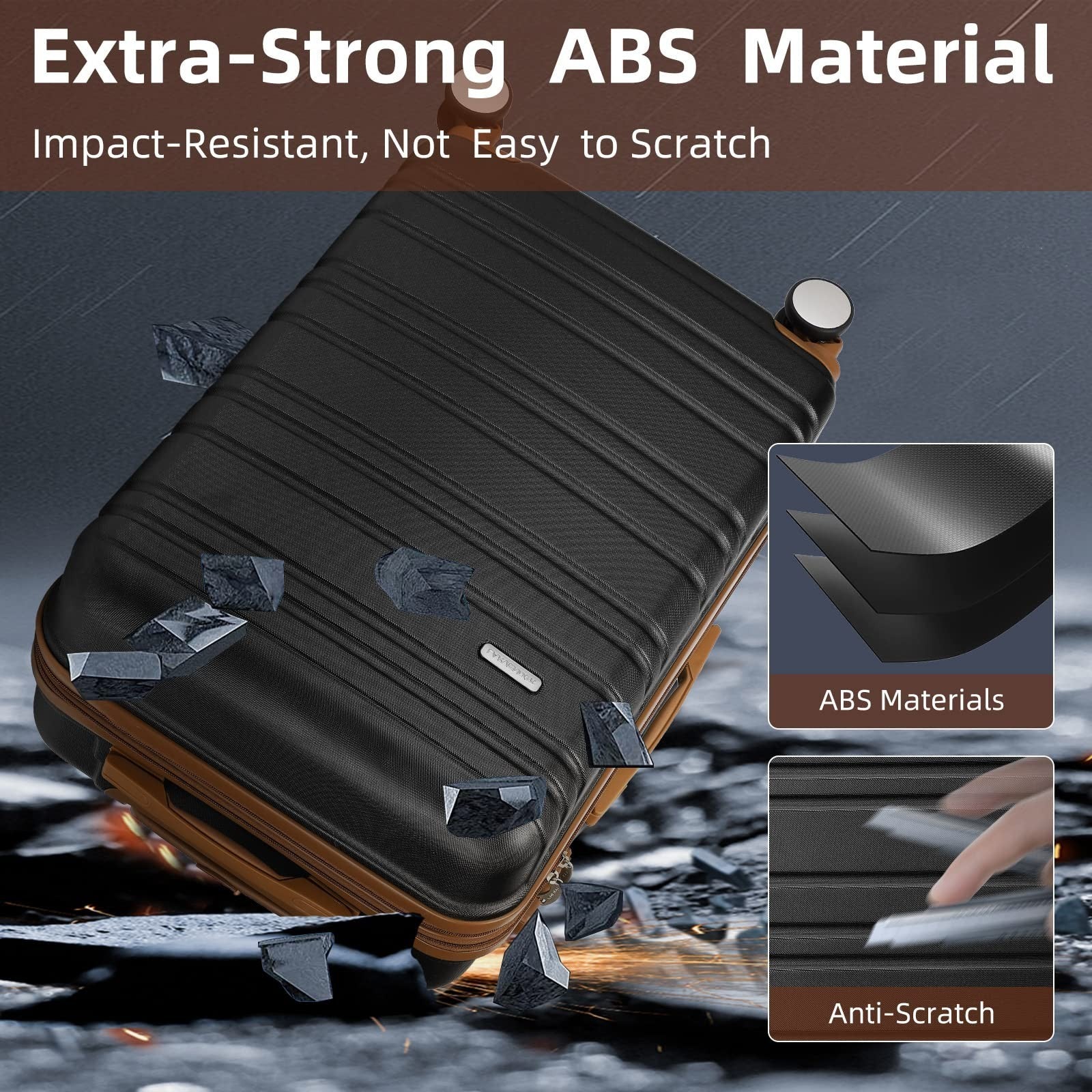 Expandable 6-Piece Luggage Set with 360° Wheels, TSA Lock, Lightweight Hardshell3