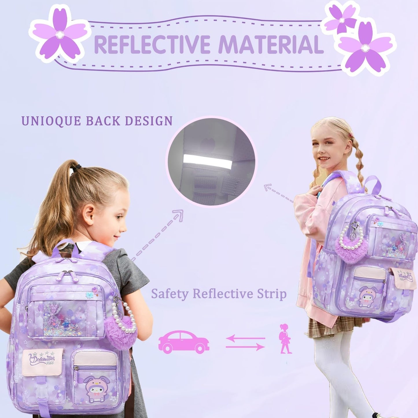 Stylish Girls School Backpack 17"   Kids Book Bag with Multiple Pockets, Splash 6