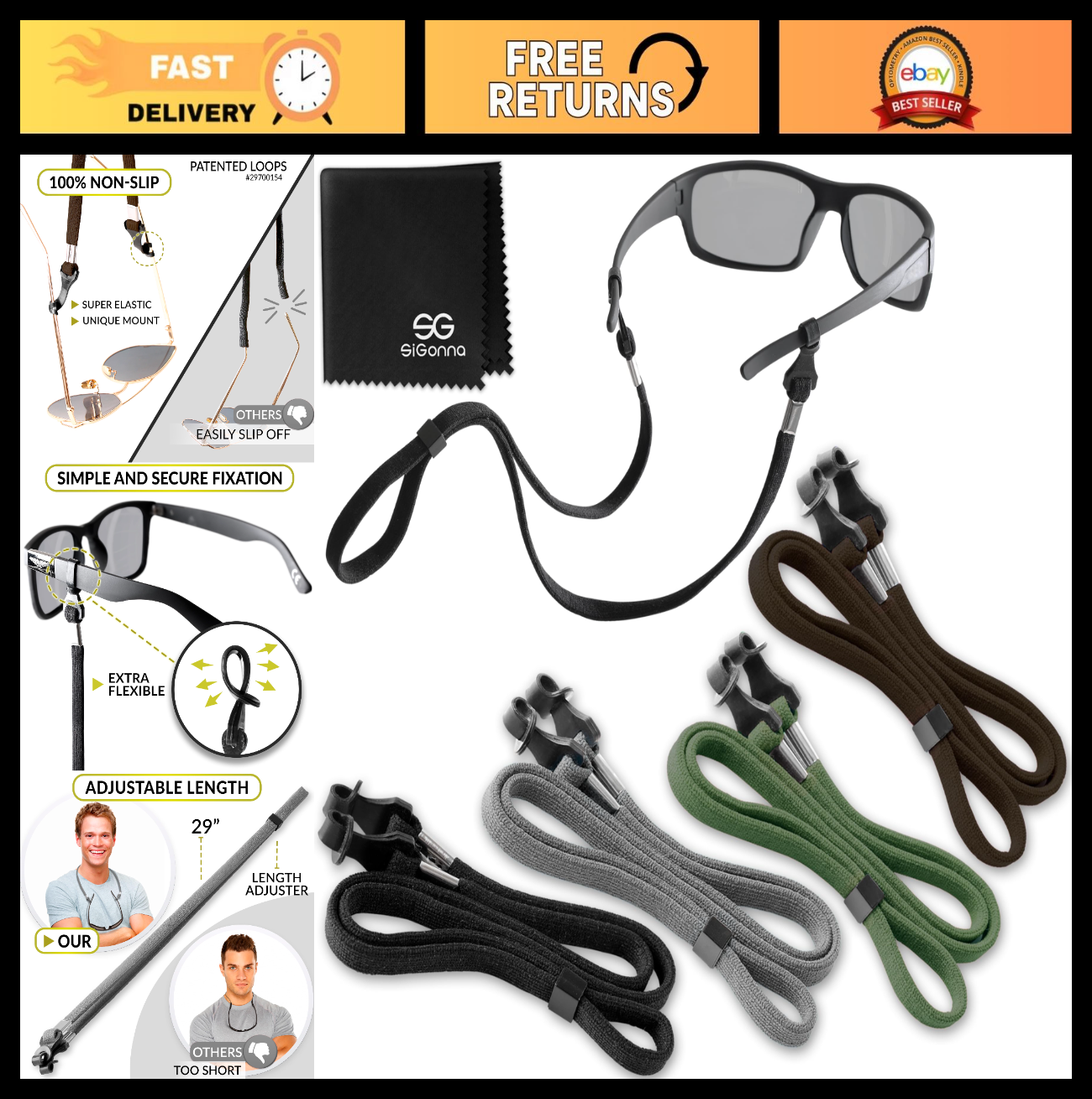 Eyeglass Holder Strap - 4 Pcs Eyewear Lanyard Cords for Men & Women - Sunglasses0