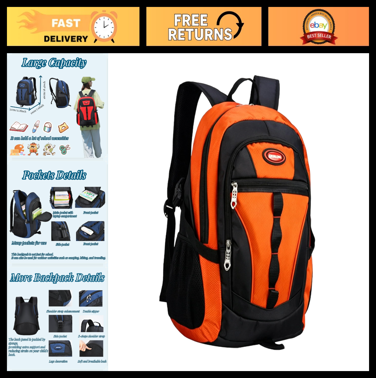 Teens School Backpack Casual Daypack for Students, Book Bag, Lightweight & Durab0