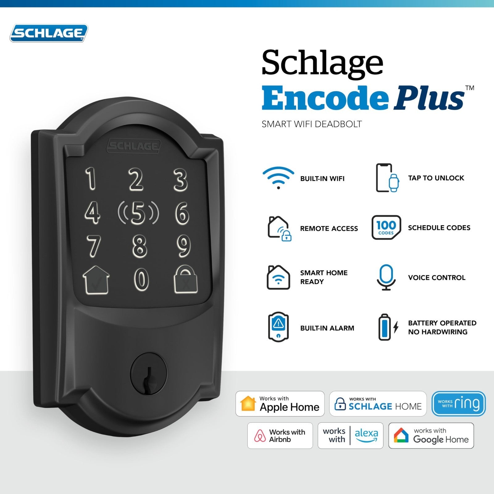 Smart WiFi Deadbolt Lock   Keyless Entry, Touchscreen, Apple Home, Alexa Compati3