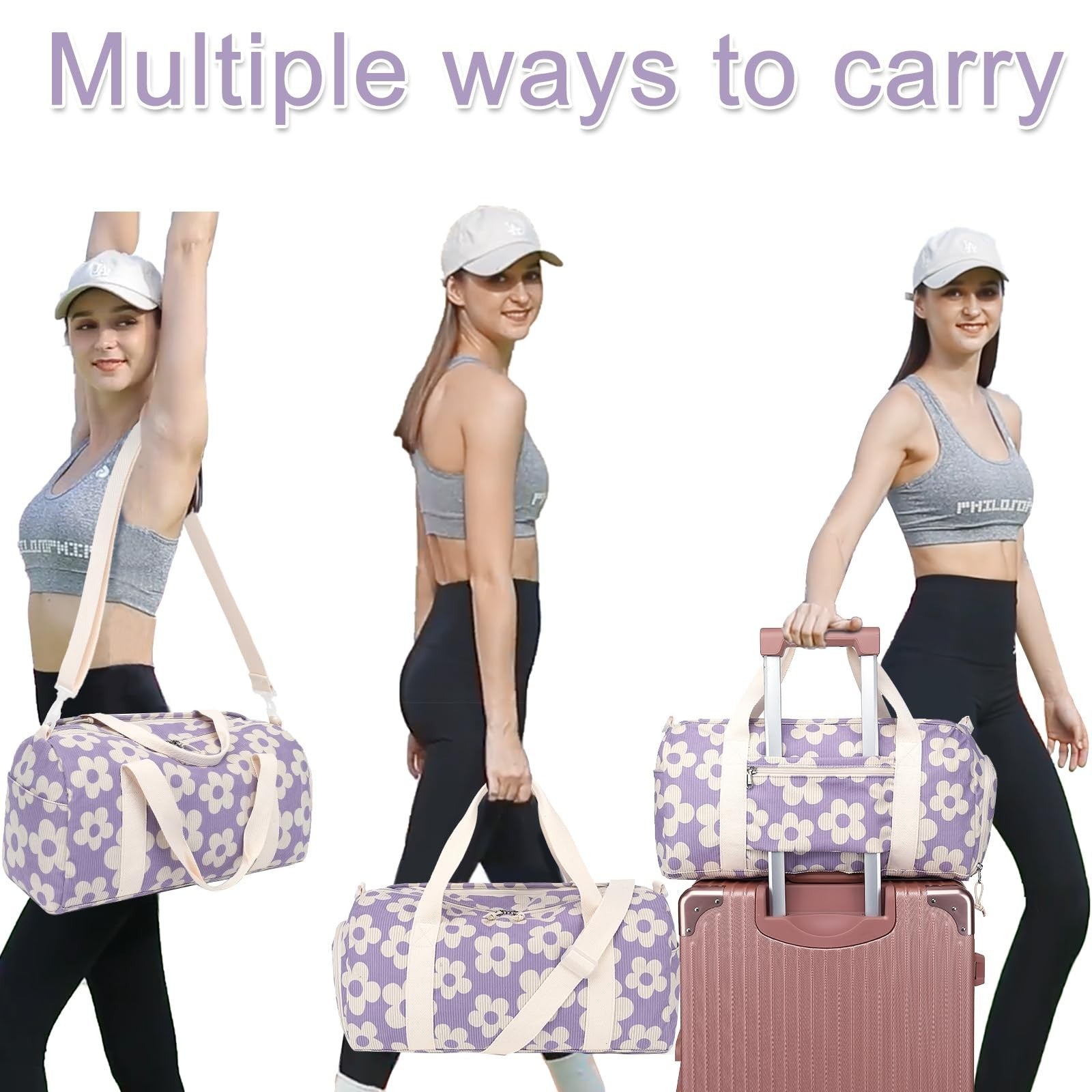 Cute Girls Duffle Bag - Waterproof Gym Bag with Shoe Compartment & Wet Pocket5