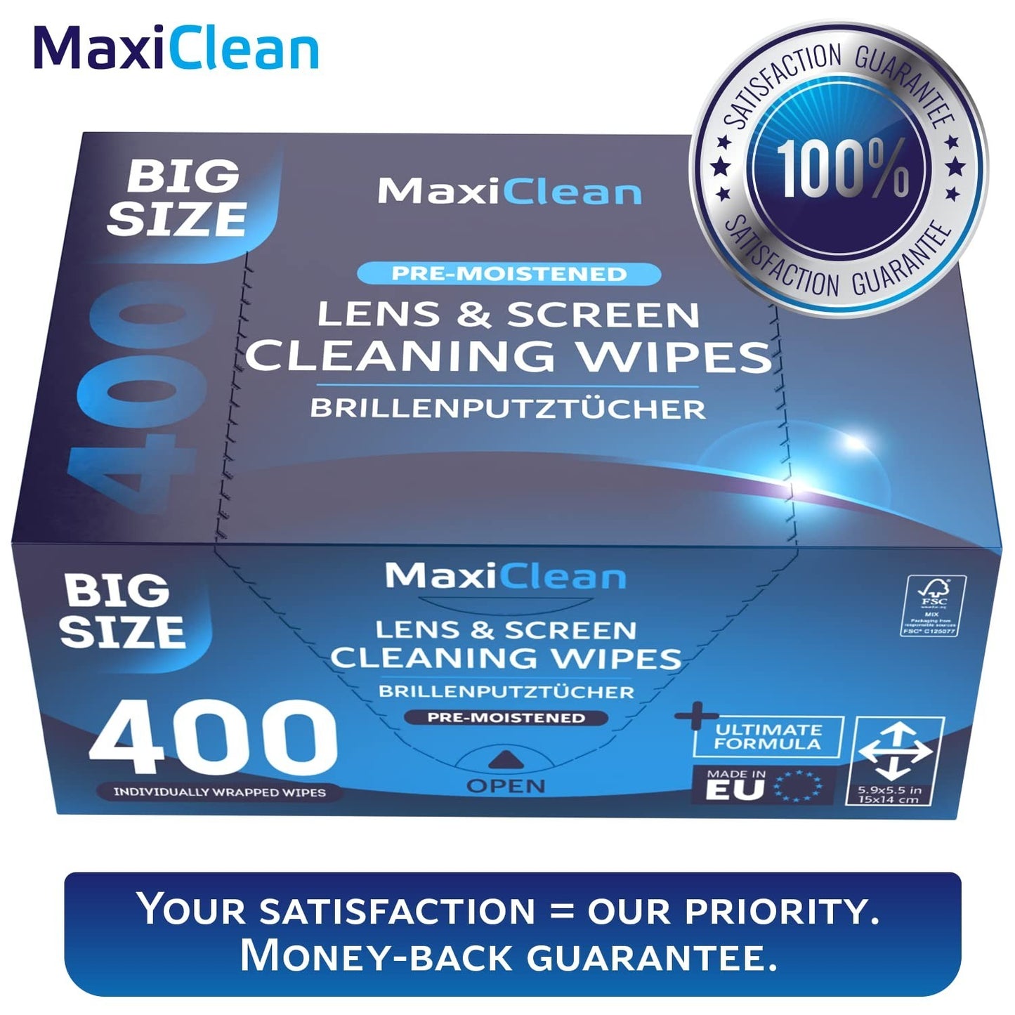 Pre-Moistened Lens Wipes - 400 Individually Wrapped Glasses & Screen Cleaners -6