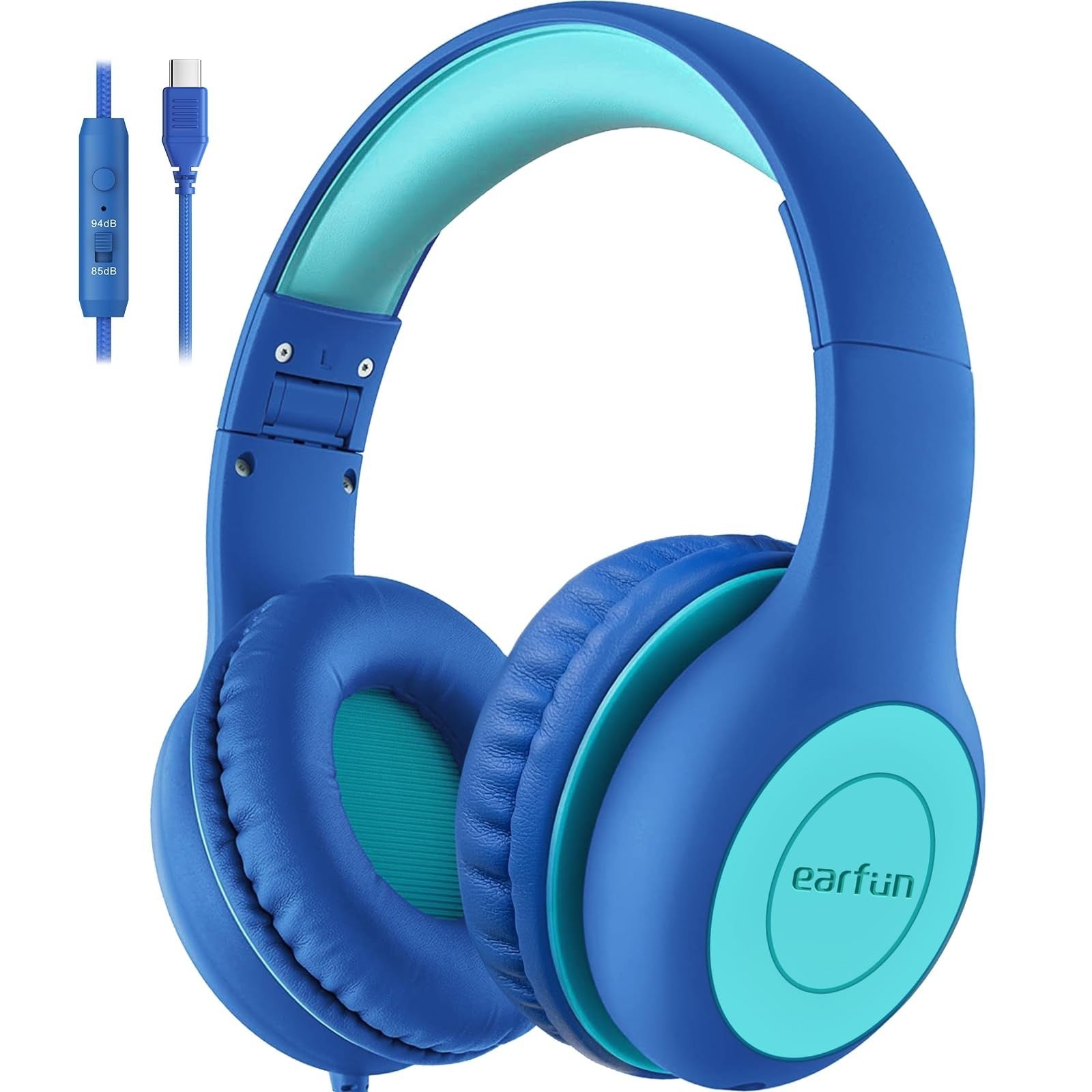 Wired Kids Headphones with Mic, USB Type C, 85dB Volume Limit, Foldable Stereo S1