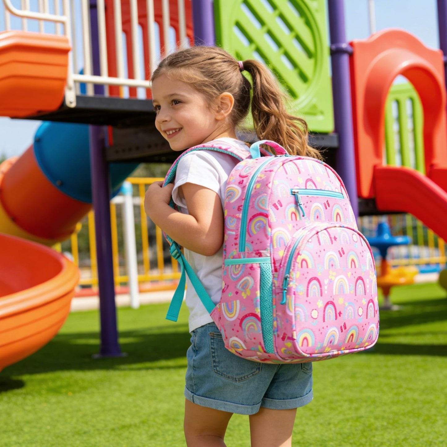 Cute Mini Toddler Backpack for Girls   Rainbow Pink Preschool Bookbag, Kids' Bag2