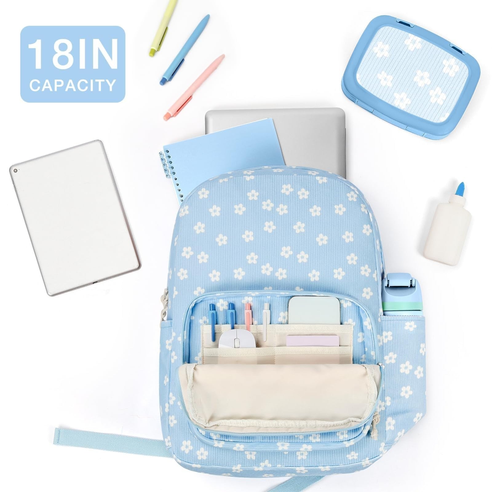 Stylish Preppy Corduroy Kids Backpack   Cute School Bookbag for Girls4