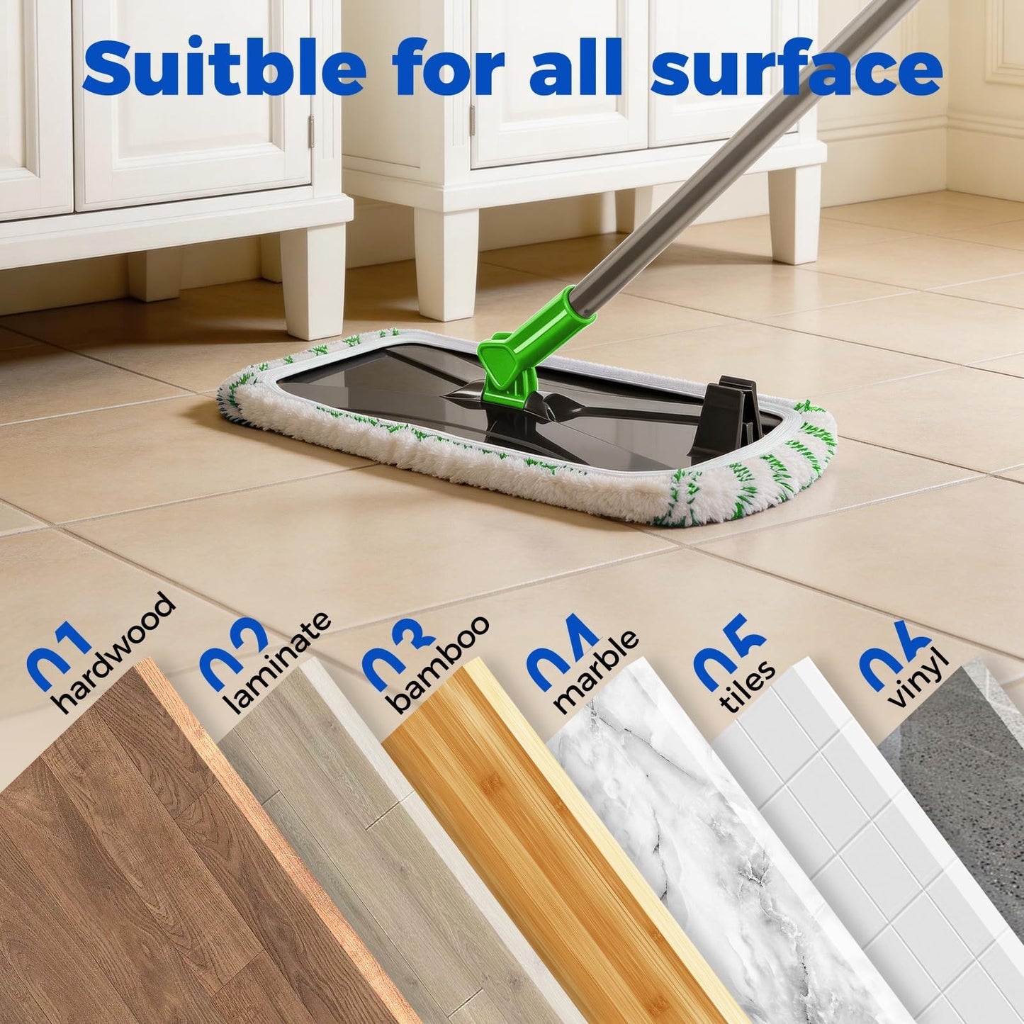 Microfiber Flat Mop 16" with 5 Washable Pads - Efficient Floor Cleaning Tool8