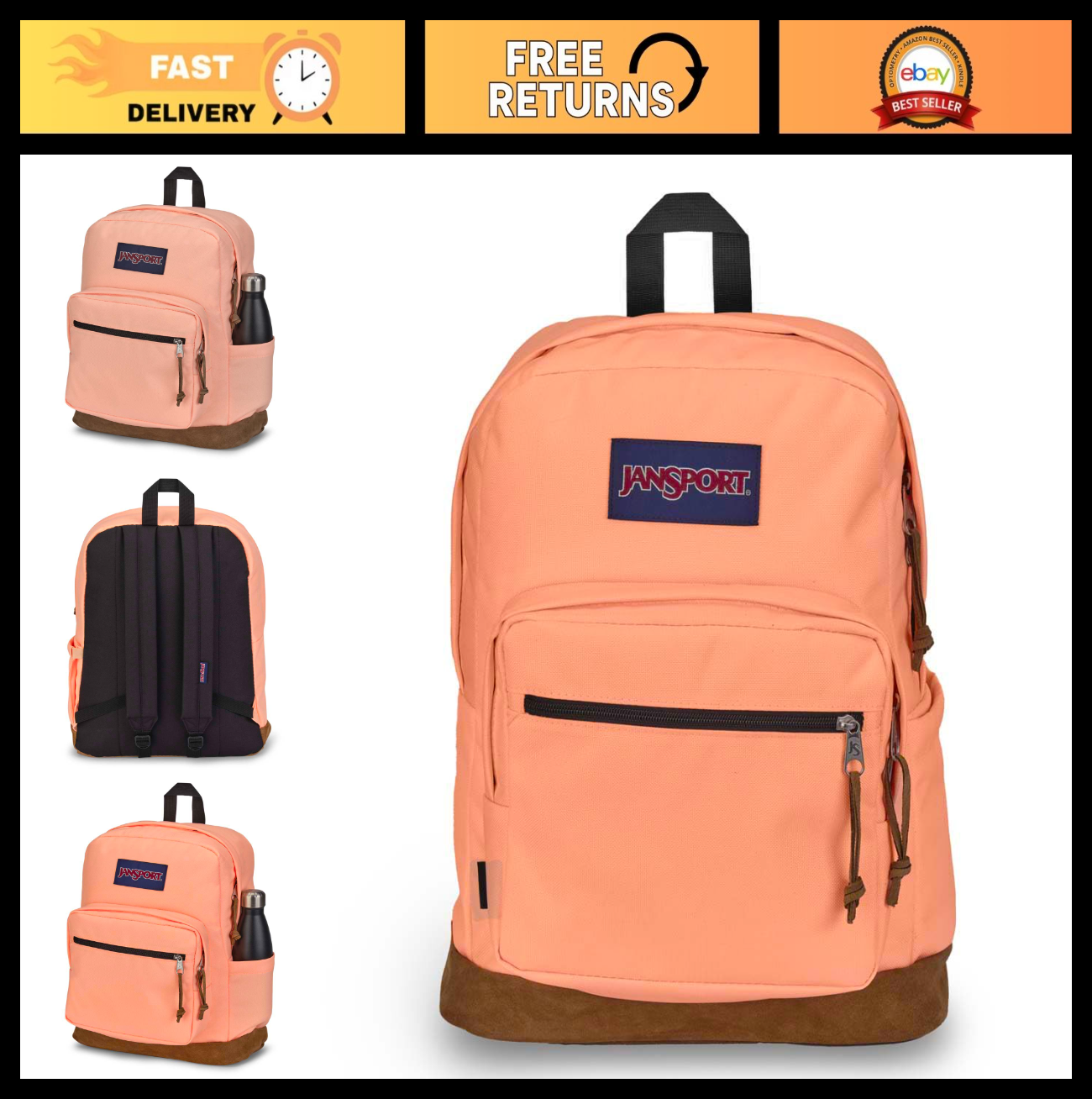 Durable Daypack Backpack with Padded 15" Laptop Sleeve & Water Bottle Pocket   P0