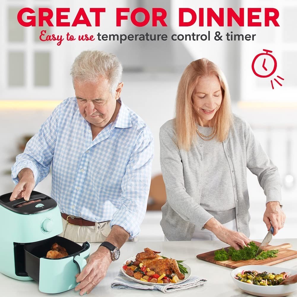 Compact Air Fryer with Adjustable Temperature Control - 2.6 Quarts - Nonstick Ba4