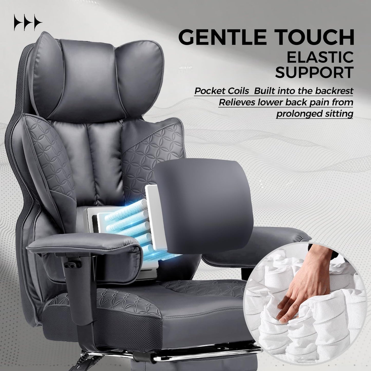 Big & Tall Gaming Chair 400lbs Heavy Duty with Foot Rest, Ergonomic Lumbar Suppo3
