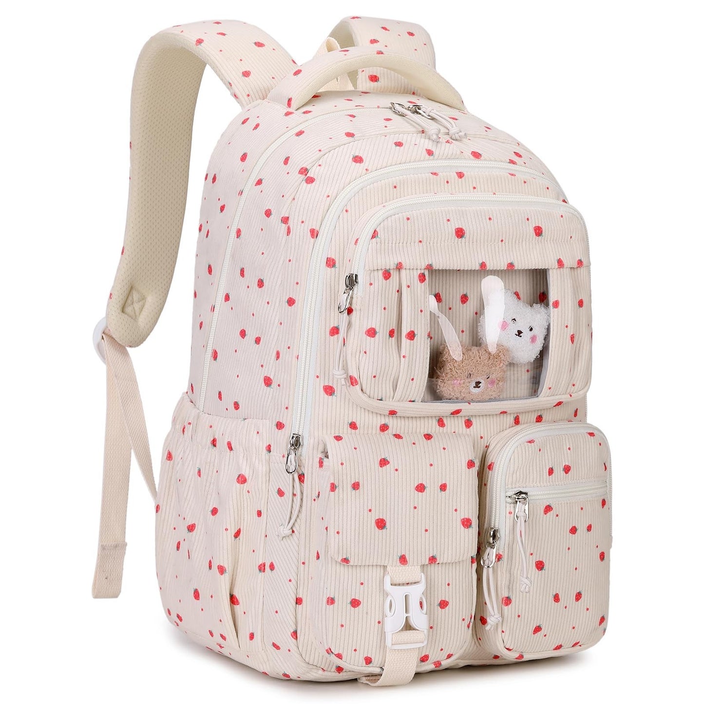 Kawaii Corduroy Backpack for Girls - Cute School Bag for Middle & Elementary Stu1