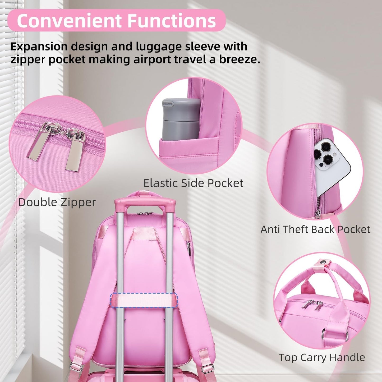 3-Piece Carry-On Luggage Set - 20" Hardshell Suitcase, TSA Lock, 360° Wheels, Ba5