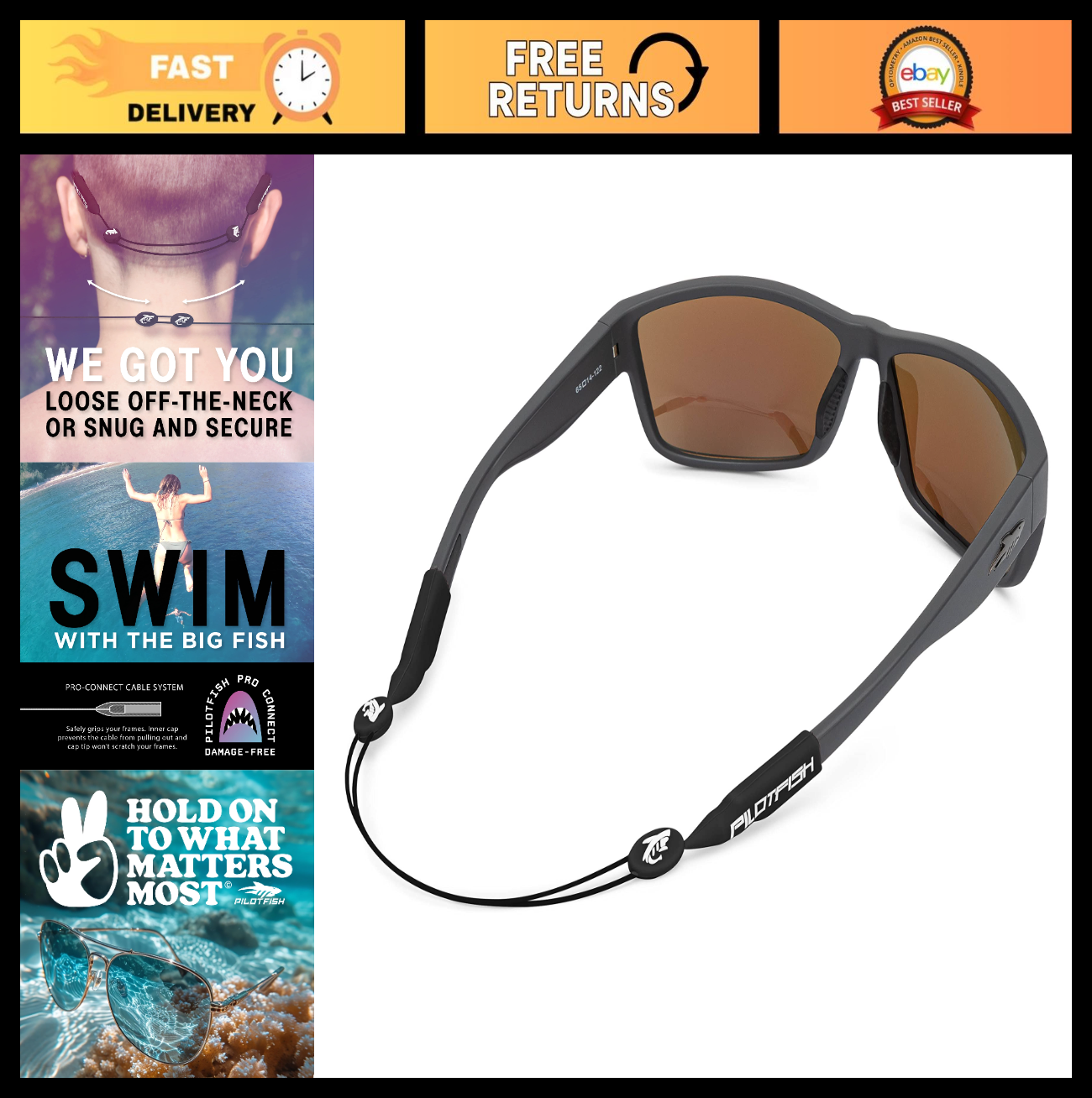 Adjustable Eyewear Retainer Cable Strap for Sunglasses & Eyeglasses - 16 Inch0