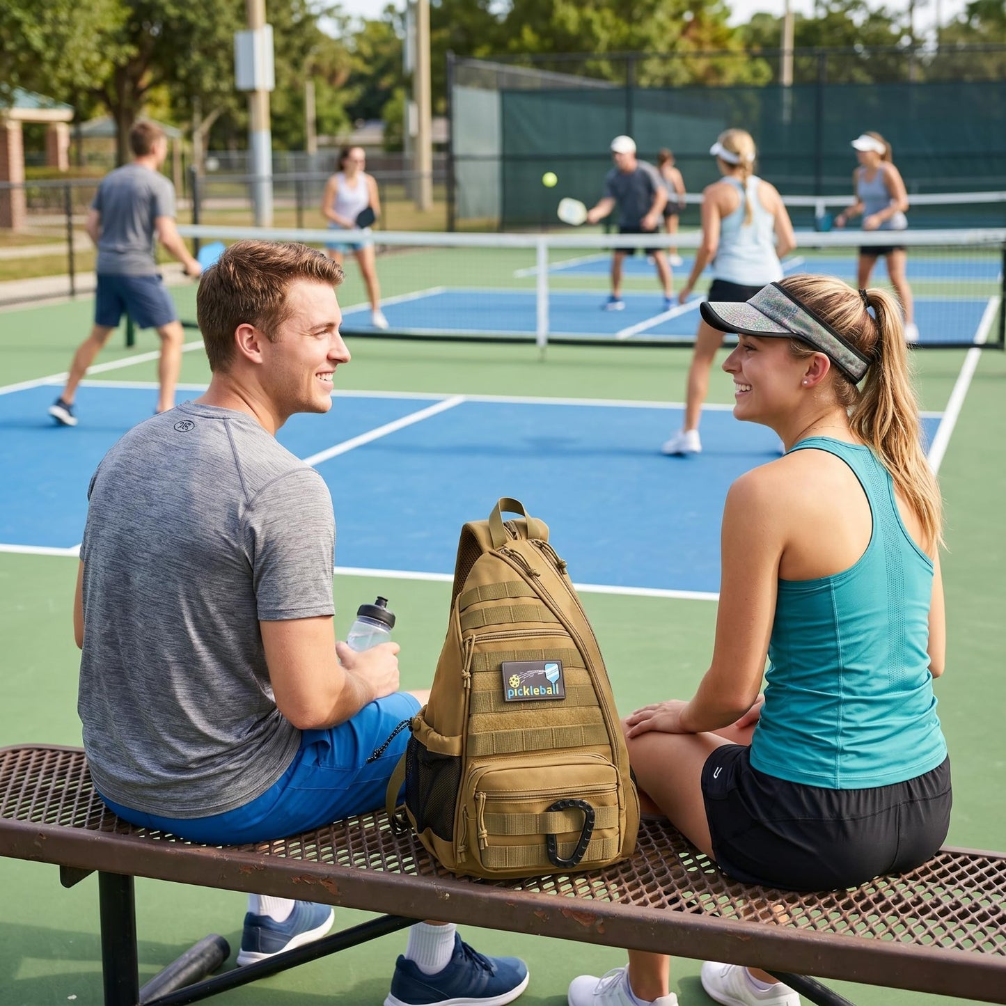 Tactical Pickleball Backpack - Adjustable Sling Bag with Fence Hook & Water Bott8