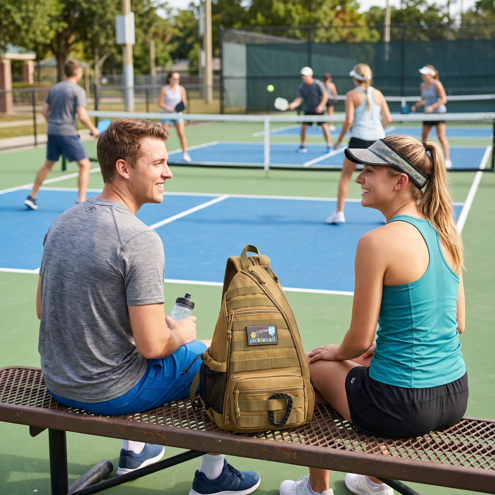 Tactical Pickleball Backpack - Adjustable Sling Bag with Fence Hook & Water Bott8