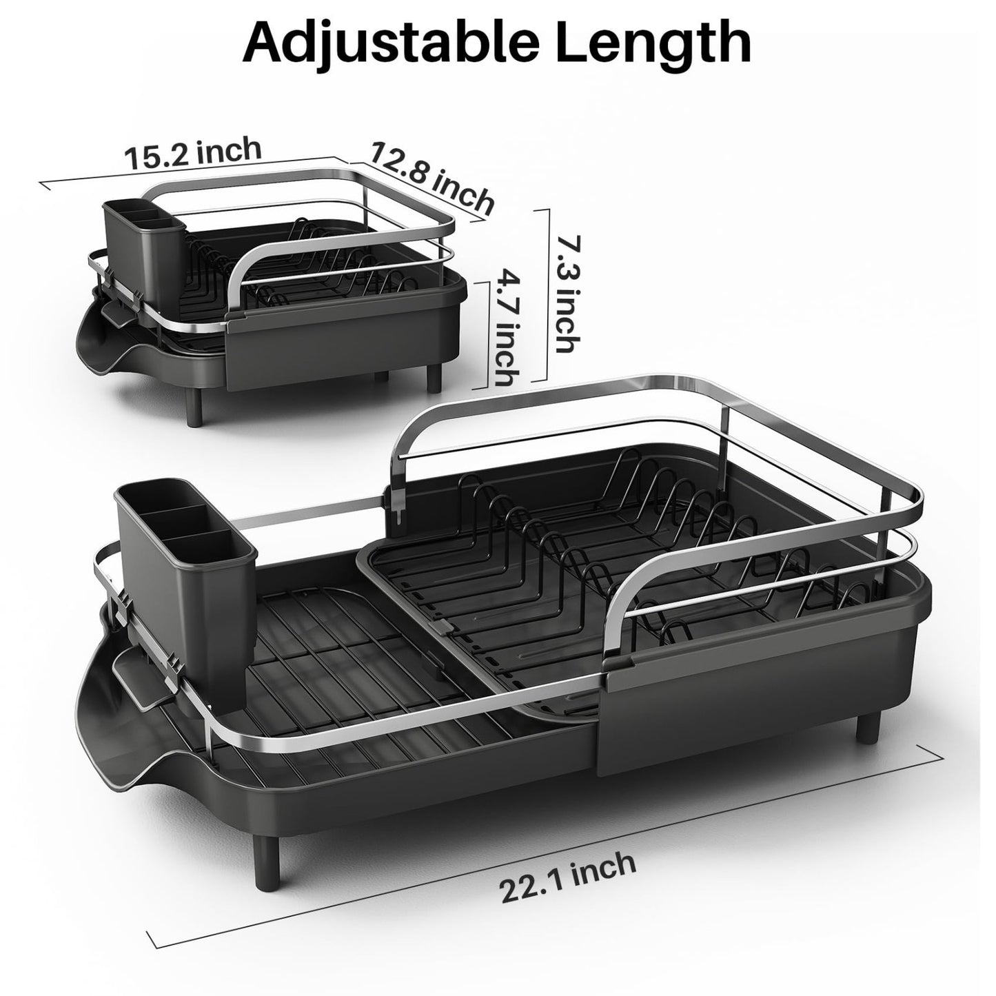Expandable Dish Drying Rack for Kitchen Counter, Rust Resistant Stainless Steel,2