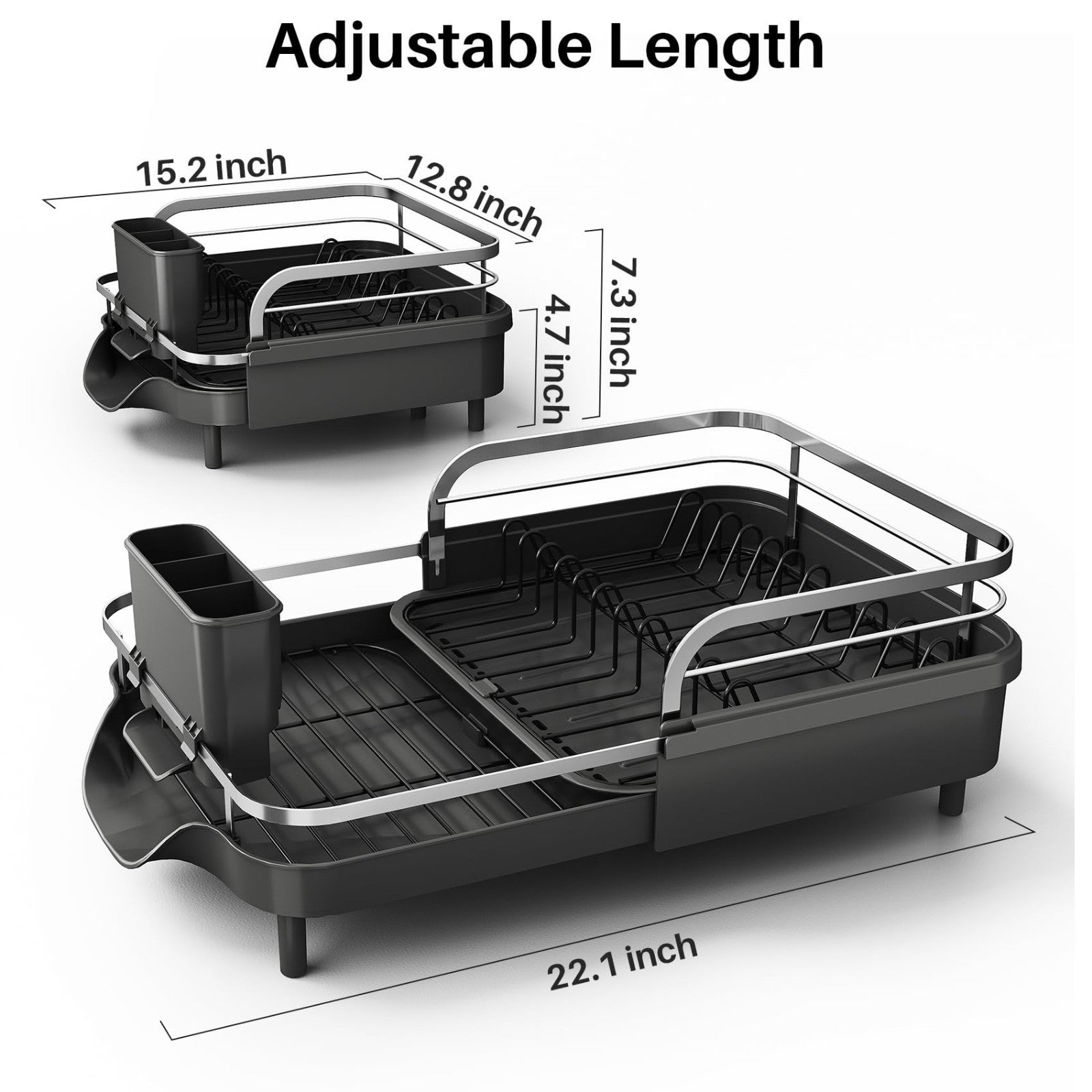 Expandable Dish Drying Rack for Kitchen Counter, Rust Resistant Stainless Steel,2