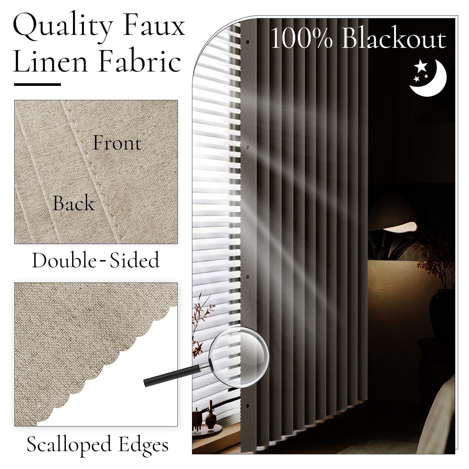 72 Inch Full Blackout Pleated Curtains with Magnetic Closure, Thermal Insulated,3