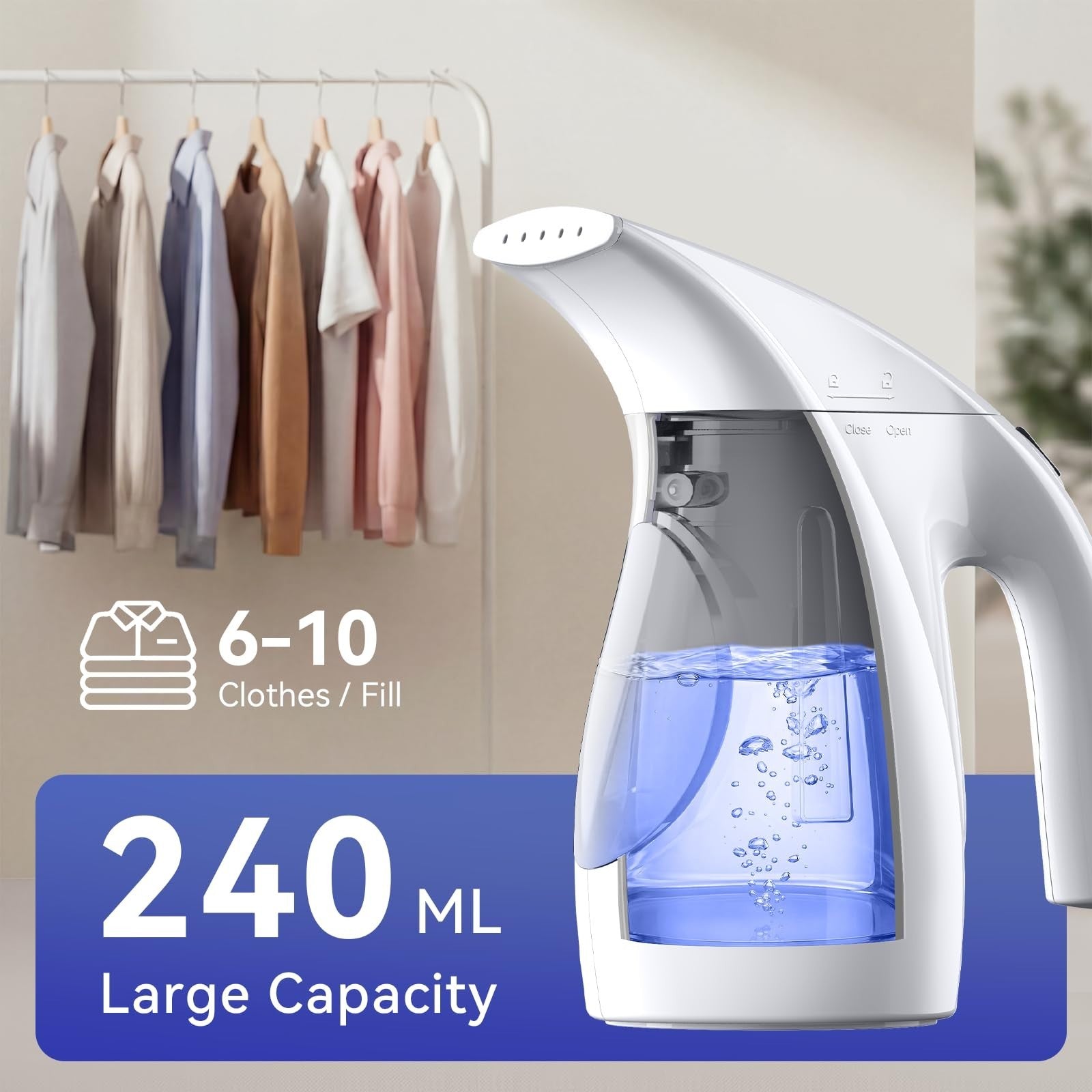Portable Handheld Clothes Steamer, 1100W Fast Heat, 300ml Capacity, No Leak, Tra5