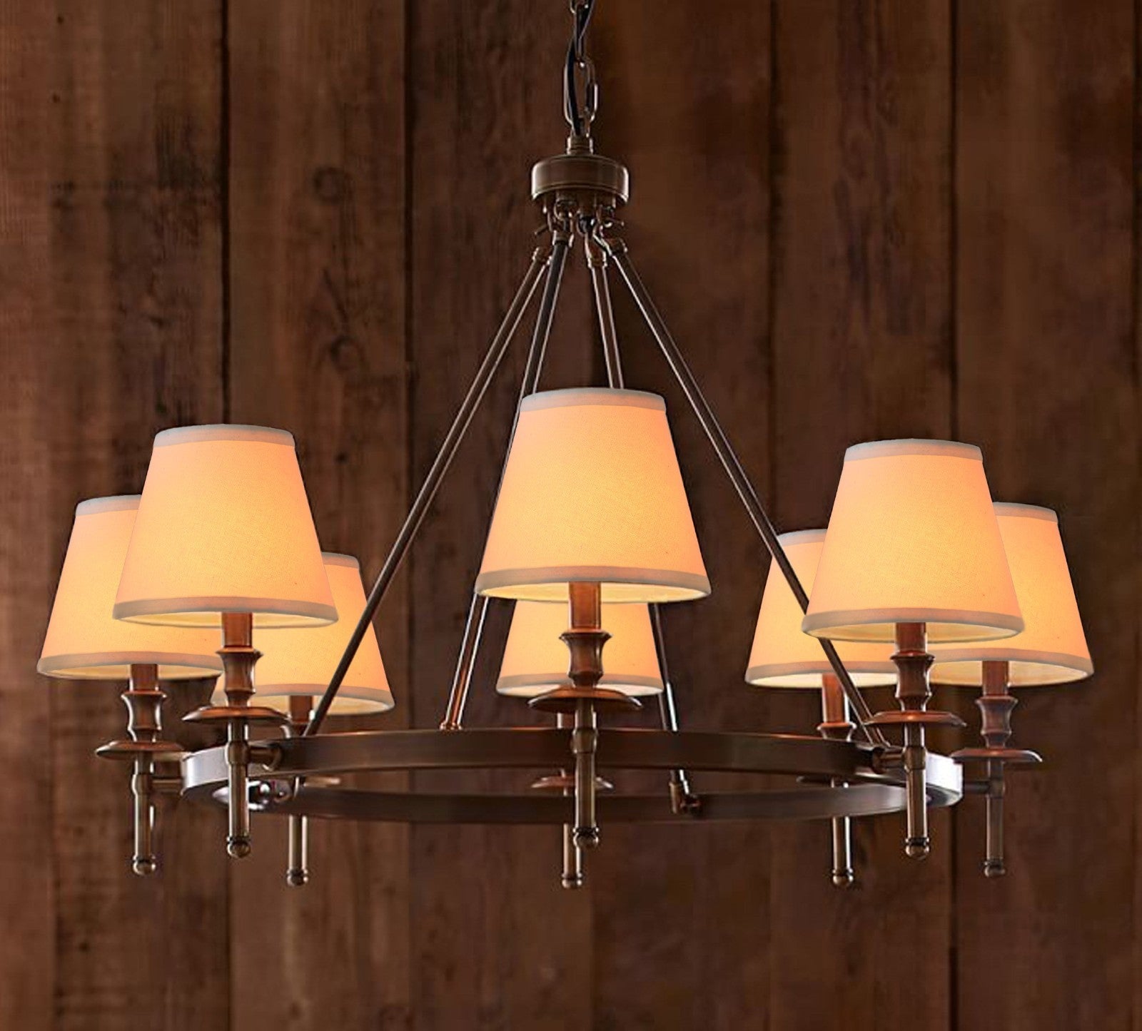 Set of 6 Clip-On White Linen Lamp Shades for Chandelier, 3" x 6" x 53
