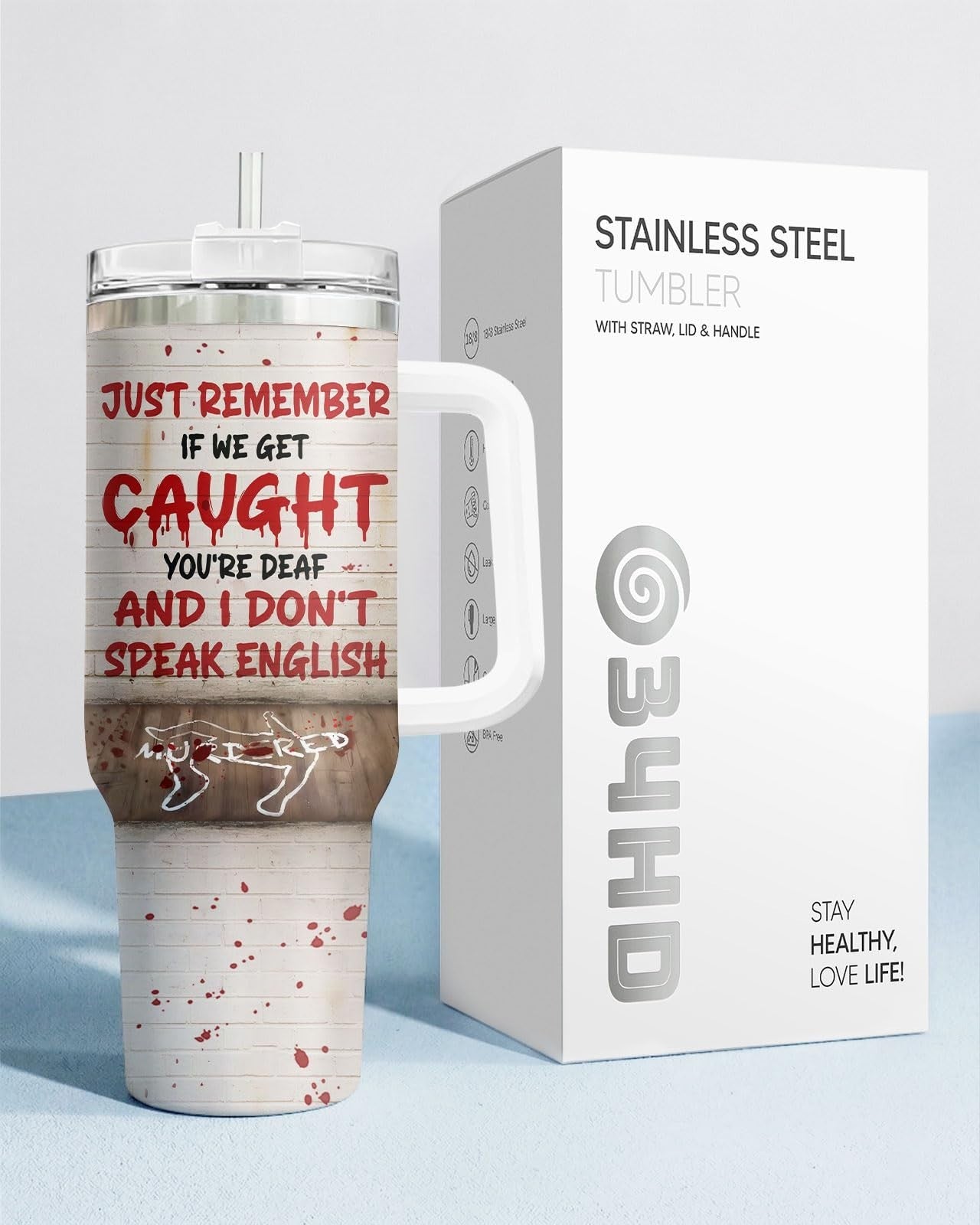 Funny 40oz Horror Tumbler with Handle   Spooky Best Friend Coffee Mug Gift7
