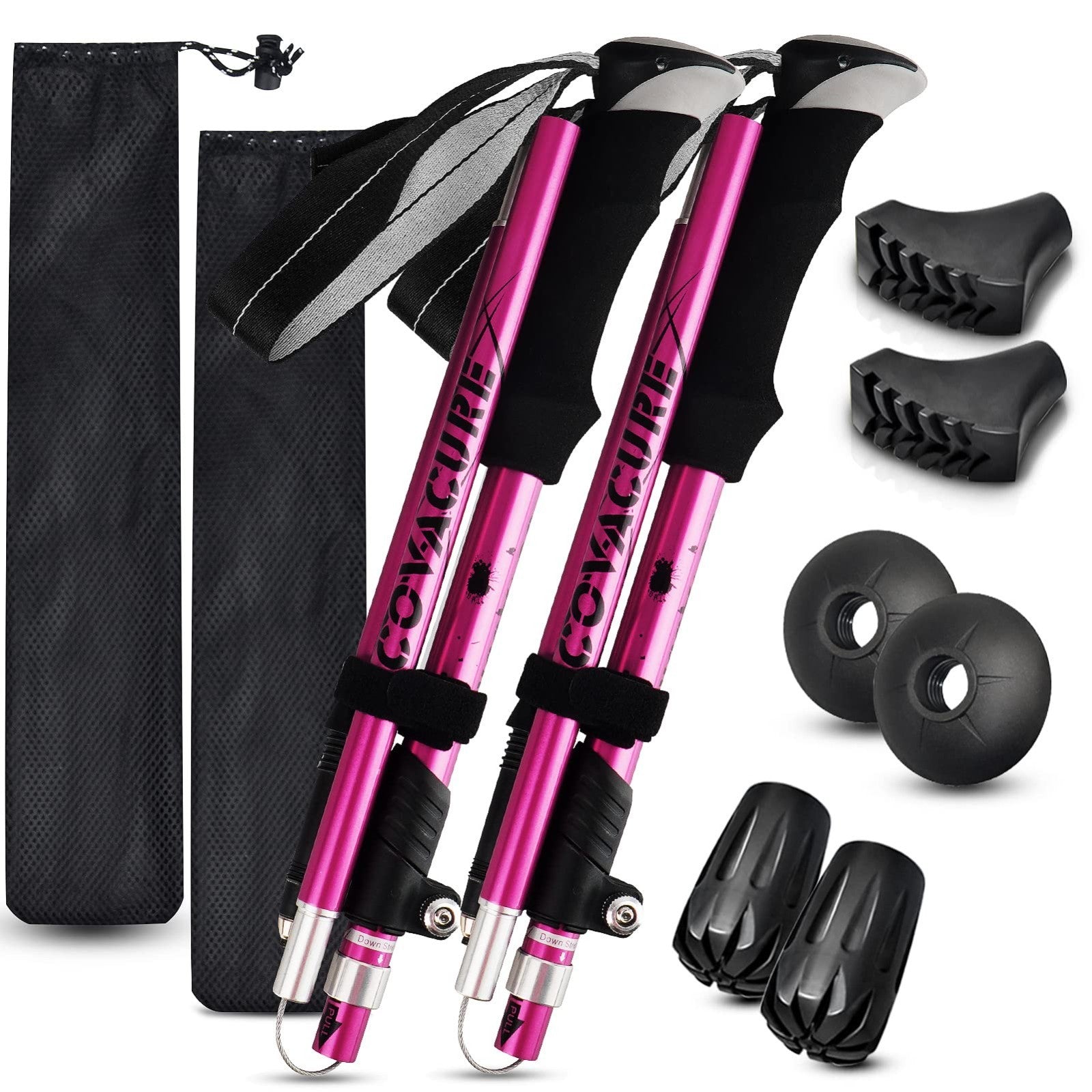 Collapsible Trekking Poles - Lightweight Aluminum Walking Sticks for Hiking, Cam1