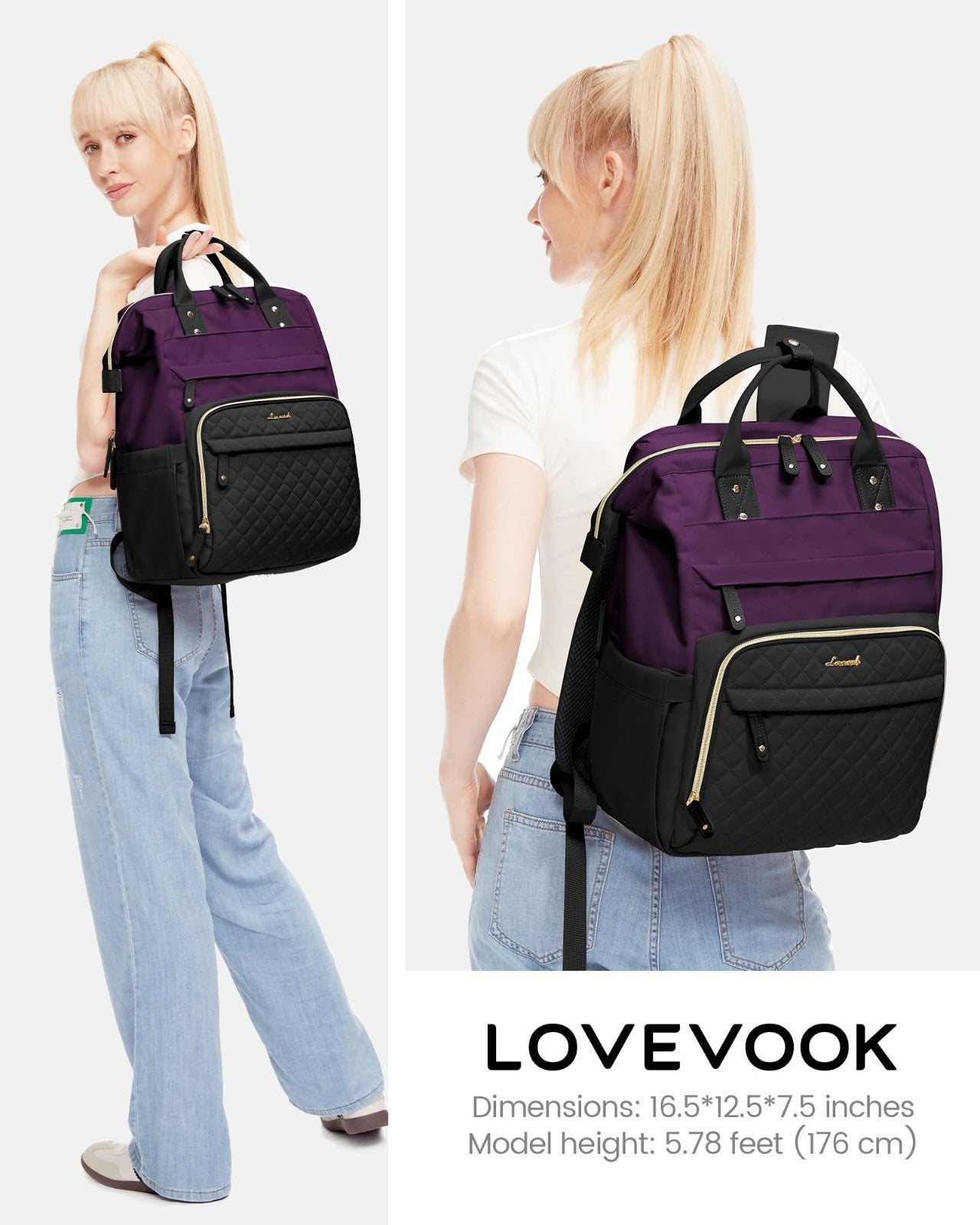 Waterproof Laptop Backpack for Women, 15.6'' Teacher Nurse Work Bag, Travel Purs3