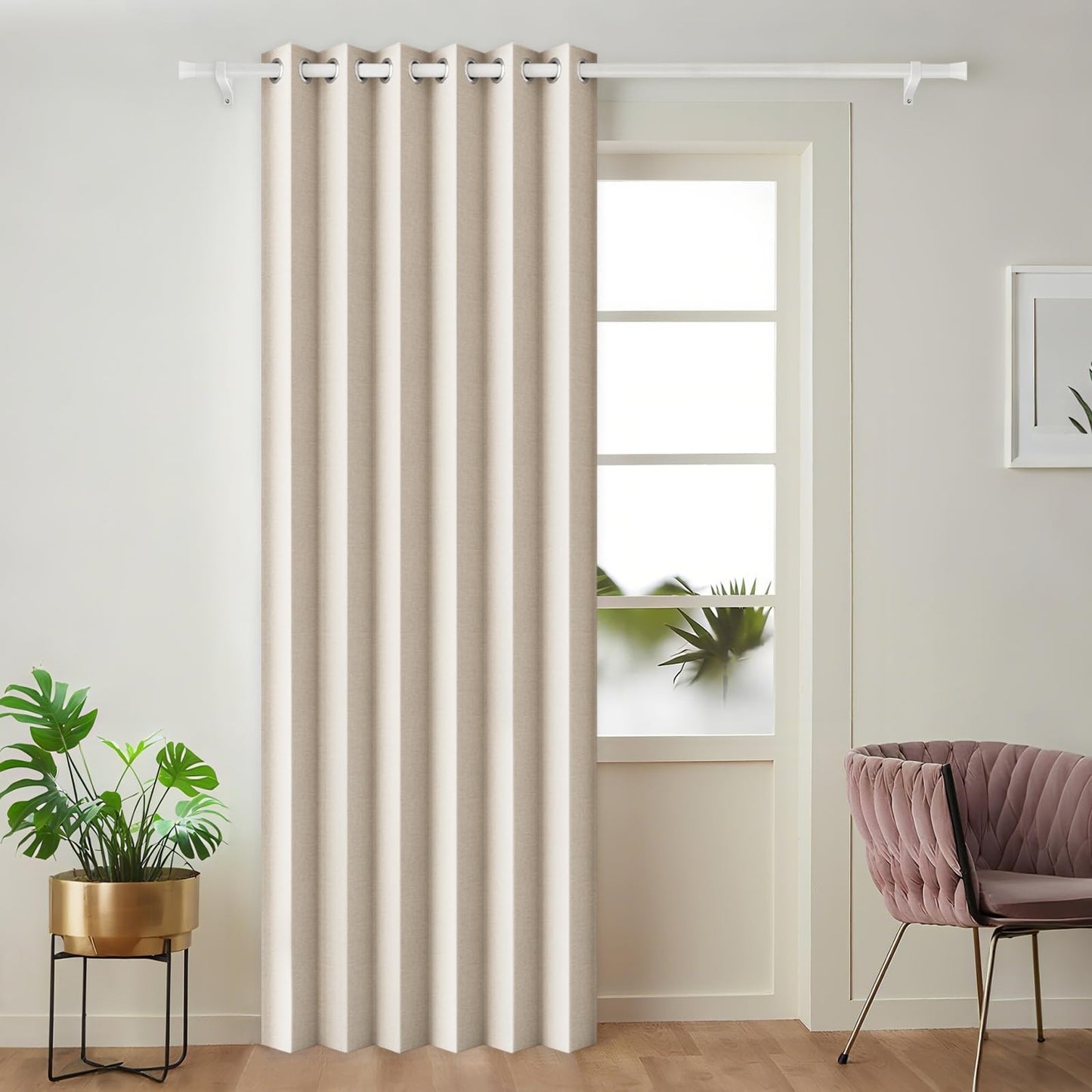 Thermal Insulated Blackout Pleated Curtains with Magnetic Closure, 1 Panel 45x721
