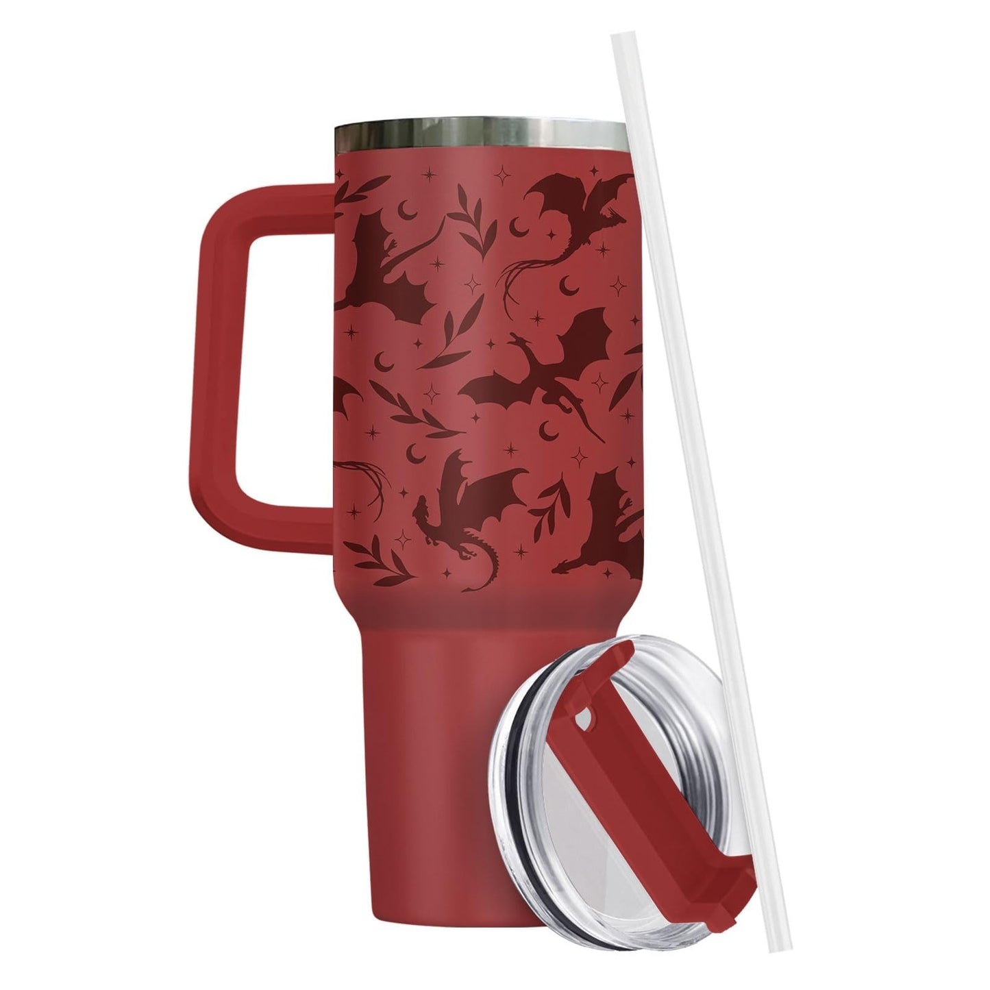 40oz Fantasy Dragon Tumbler with Handle & Straw   Insulated Travel Mug for Coffe4