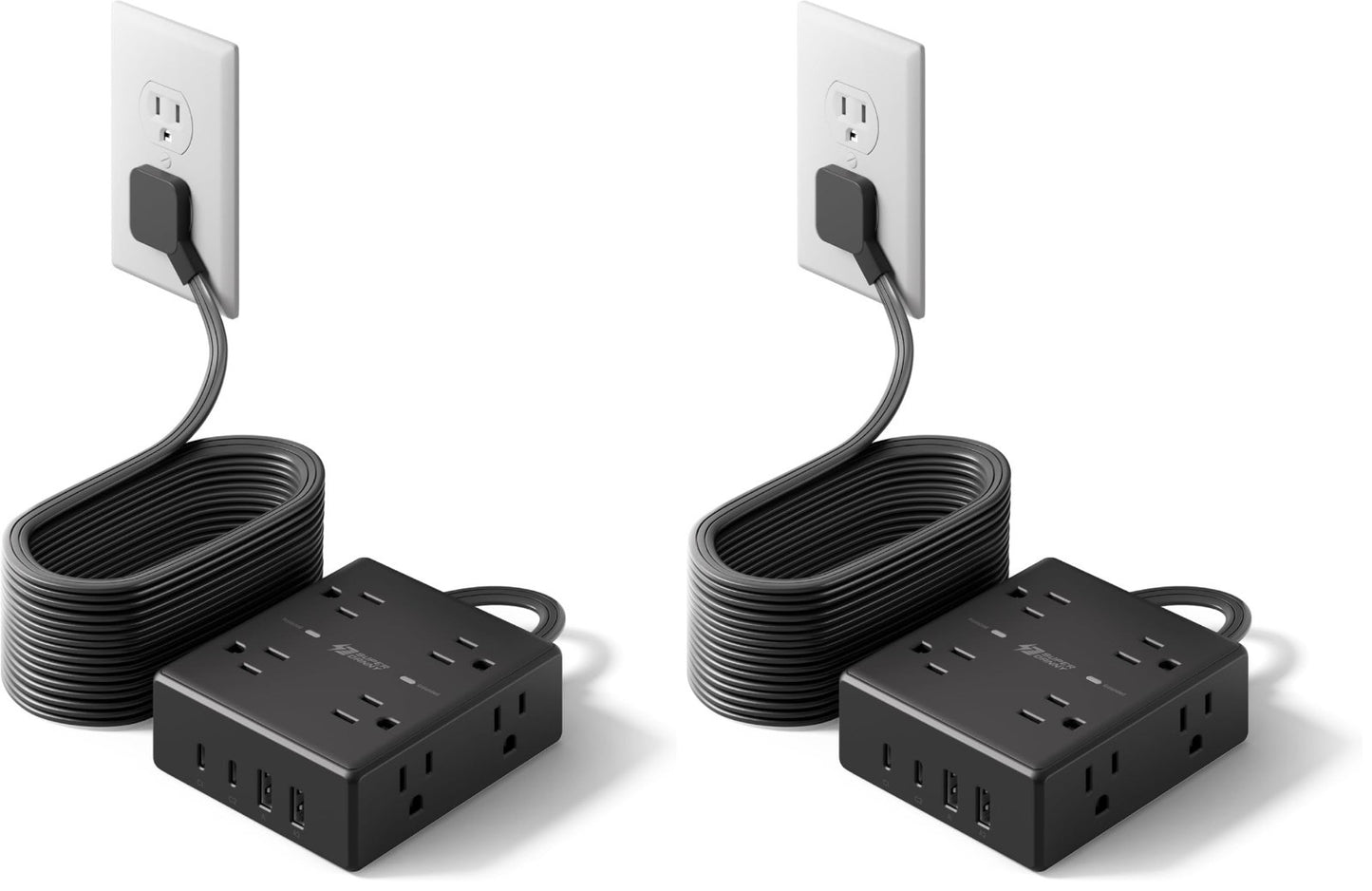 20Ft Extension Cord with Flat Plug, Surge Protector Power Strip   2 Pack1
