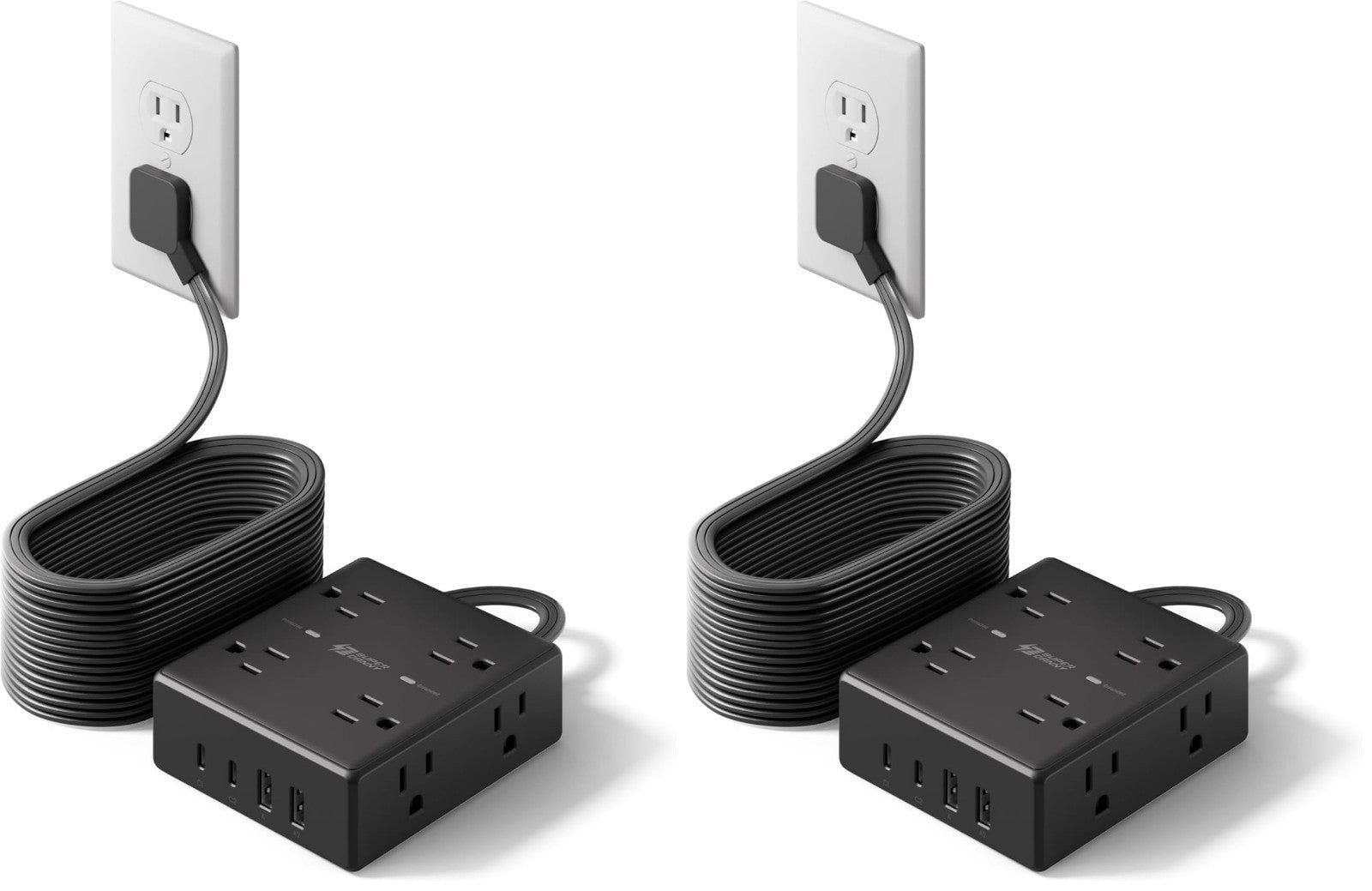 20Ft Extension Cord with Flat Plug, Surge Protector Power Strip   2 Pack1
