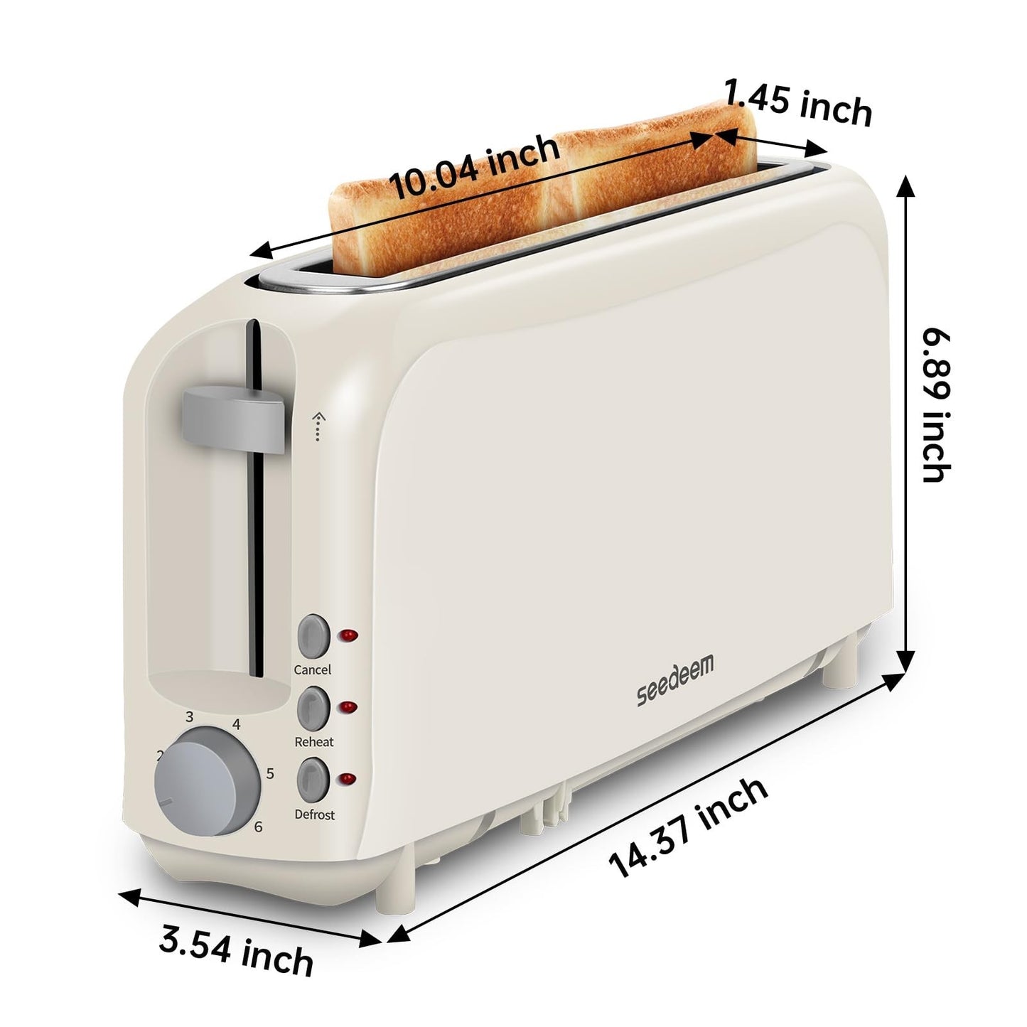 2-Slice Slim Toaster with Long Slot for Bagels & Artisan Bread, 6 Shade Settings2