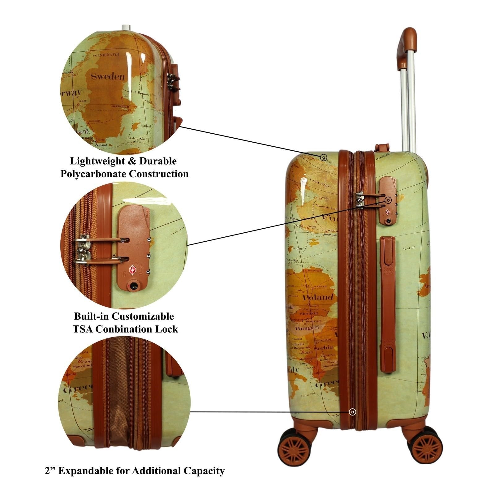 Expandable 2-Piece Carry-On Spinner Luggage Set with TSA Lock for Travel4