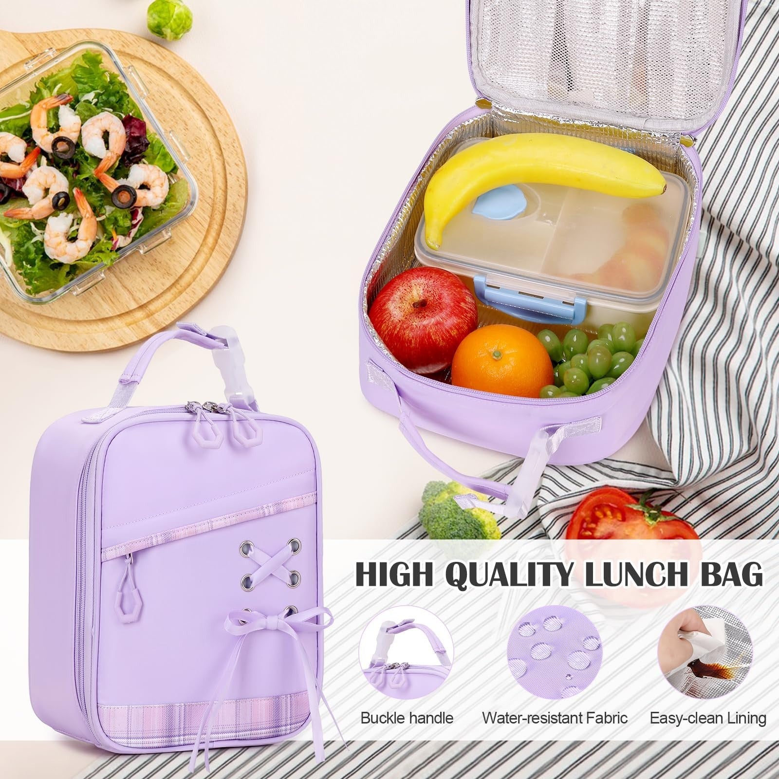 3PCS Girls School Backpack Set with Lunch Box & Pencil Pouch   Stylish & Durable5