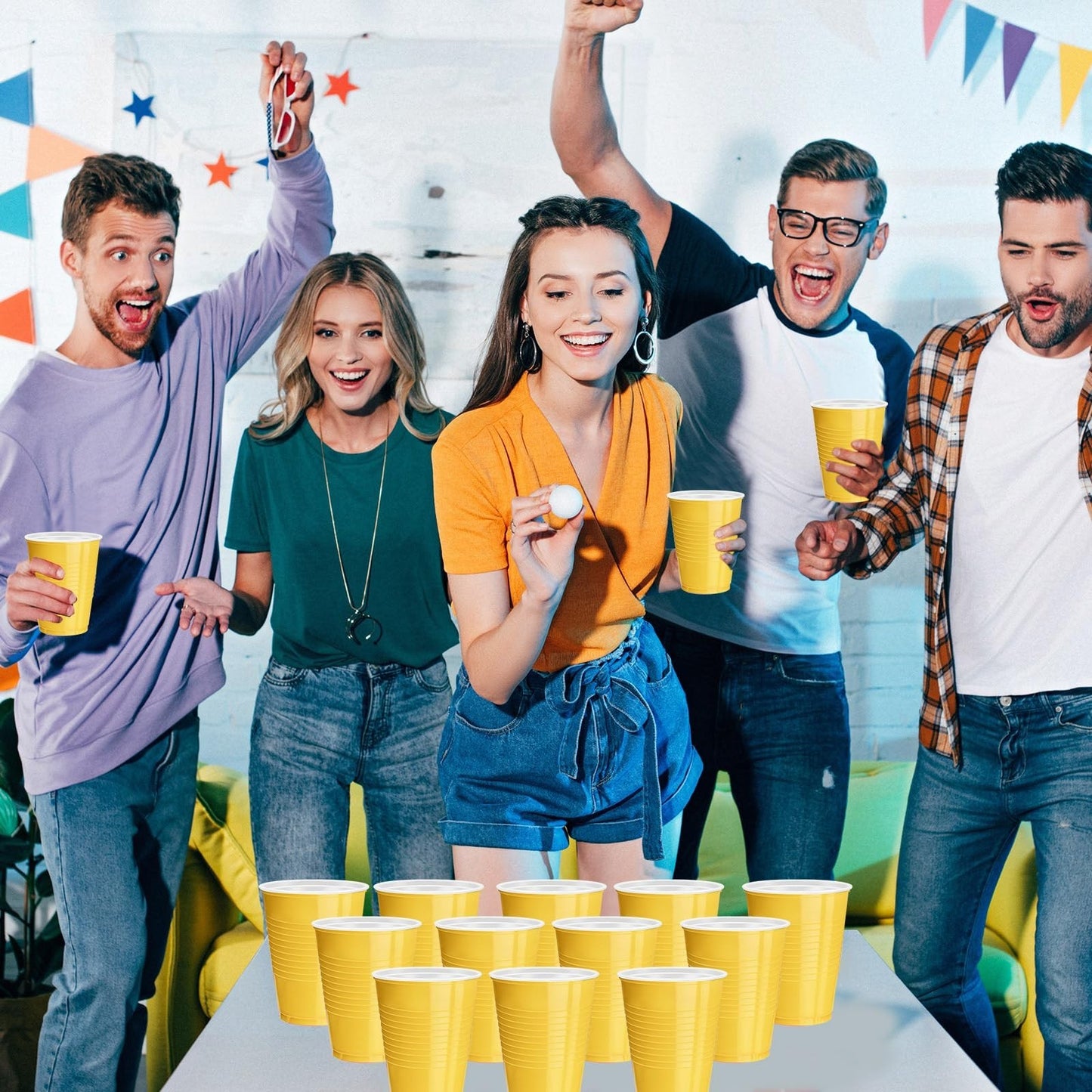 120 Pcs 16 oz Yellow Disposable Plastic Cups for Parties, BBQs, Picnics & Snacks4