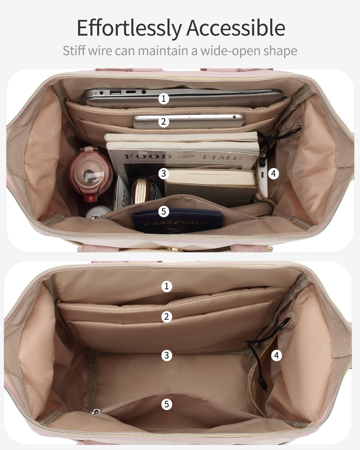 Stylish Laptop Backpack for Women   USB Charging, Cup Holder, Travel Bag, Beige2