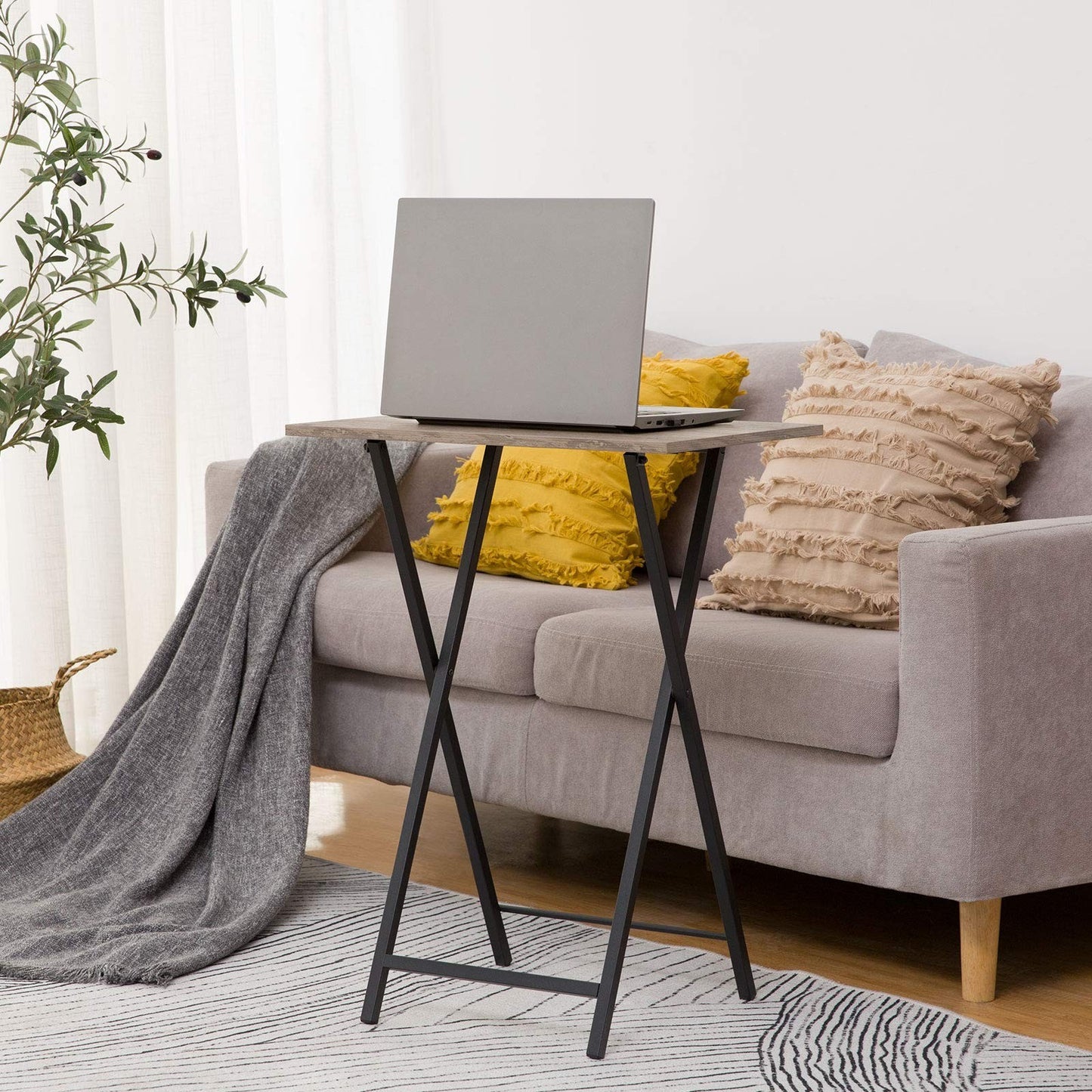 Folding TV Tray Tables Set of 2 - Industrial Snack Tables for Small Spaces, Easy3