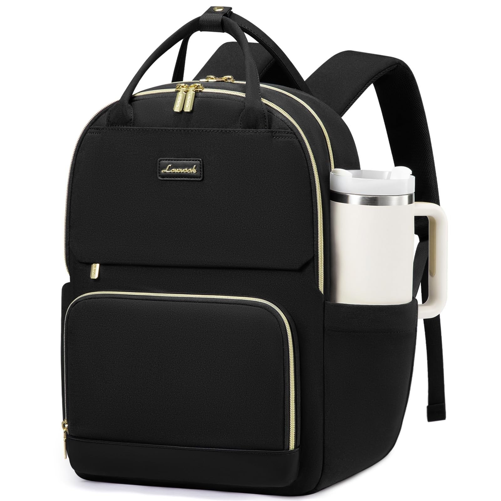 Stylish Laptop Backpack for Women, 15.6" Travel Work Bag with Tumbler Holder, Wa1