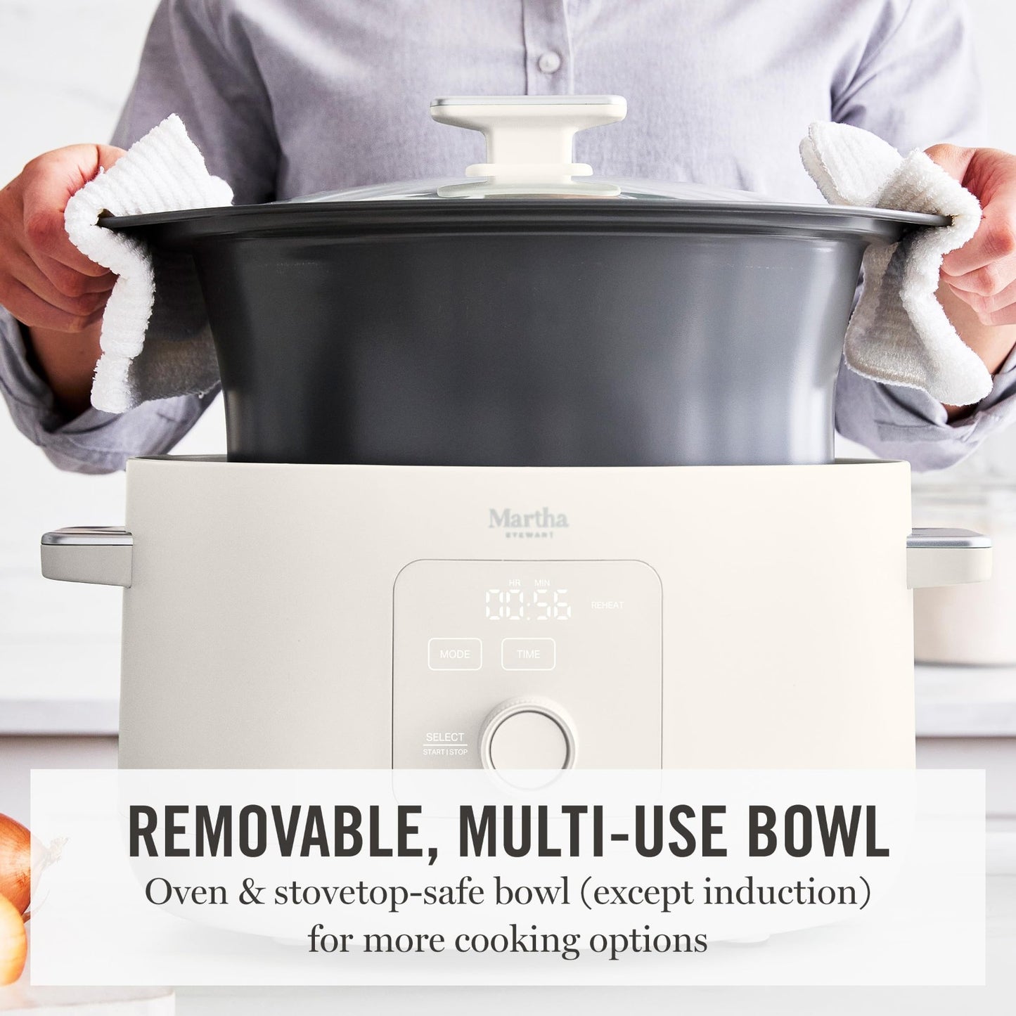 8 QT Programmable Slow Cooker with Timer, Nonstick Ceramic Crock, 3 Heat Setting5