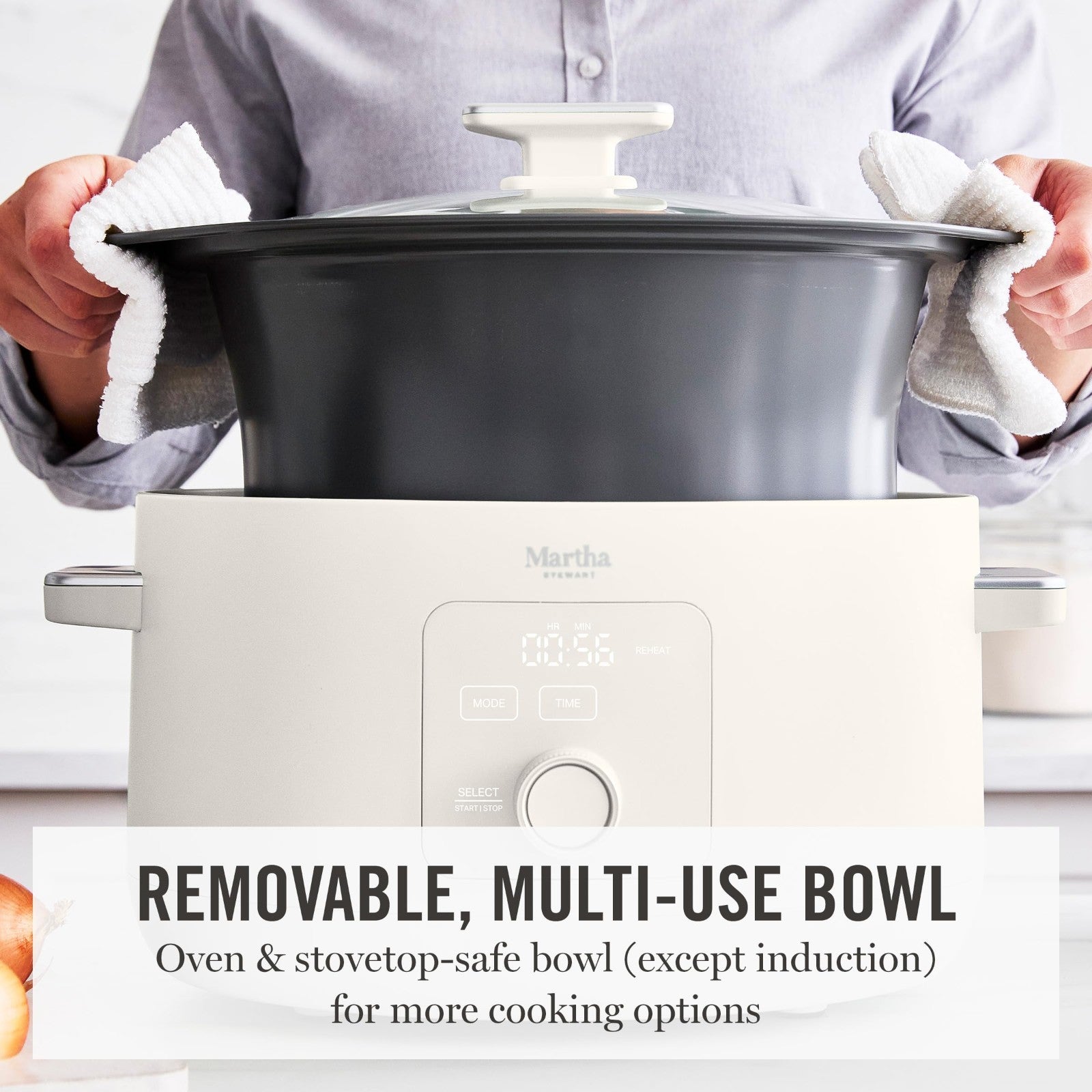 8 QT Programmable Slow Cooker with Timer, Nonstick Ceramic Crock, 3 Heat Setting5