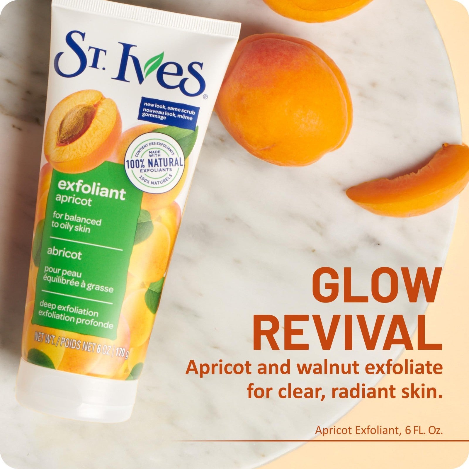 Fresh Skin Apricot Face Scrub - Deep Exfoliator, Oil-Free, 100% Natural, 6 oz, 42