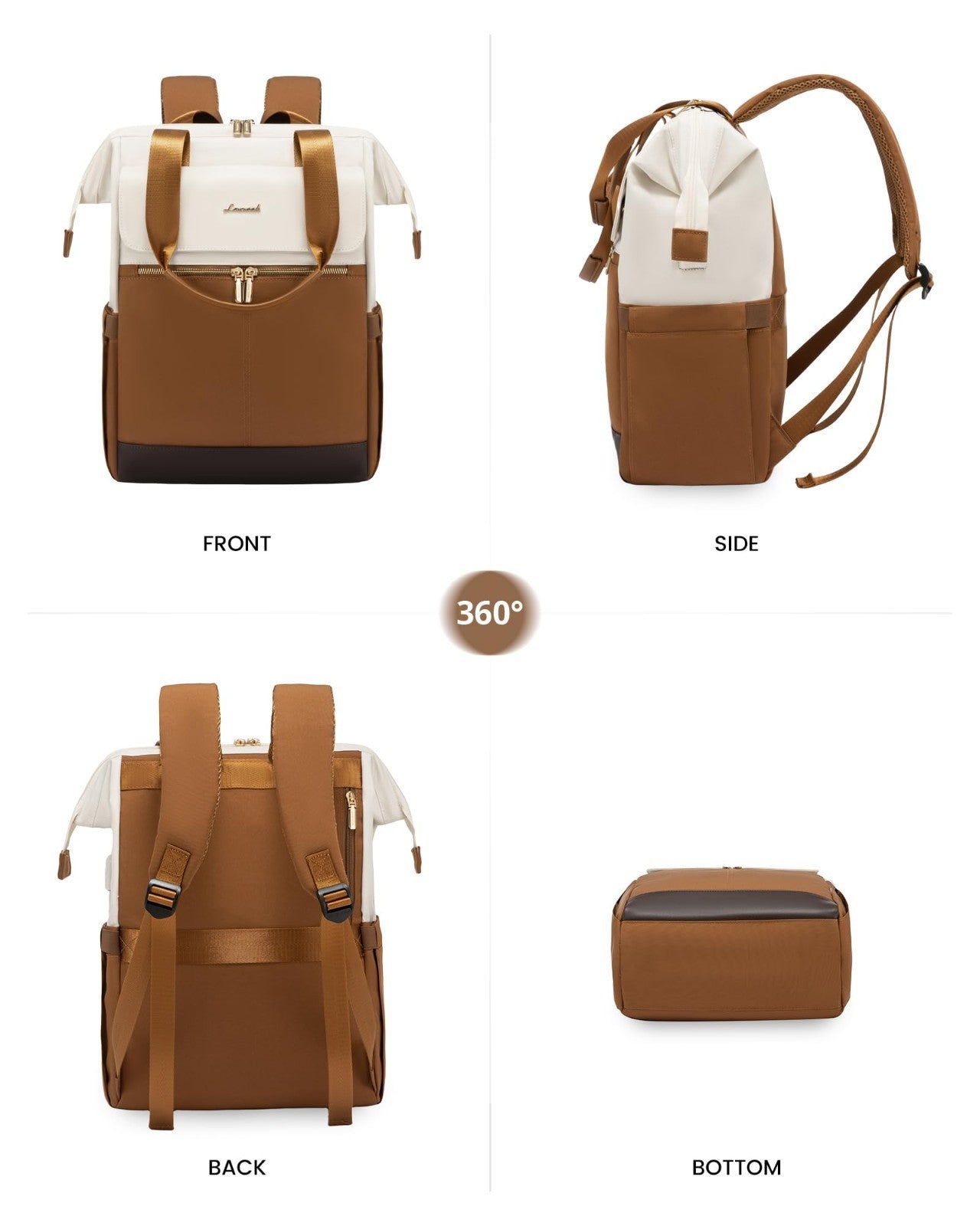Stylish 15.6" Laptop Backpack for Women, USB Port, Waterproof Travel Bag, Organi8