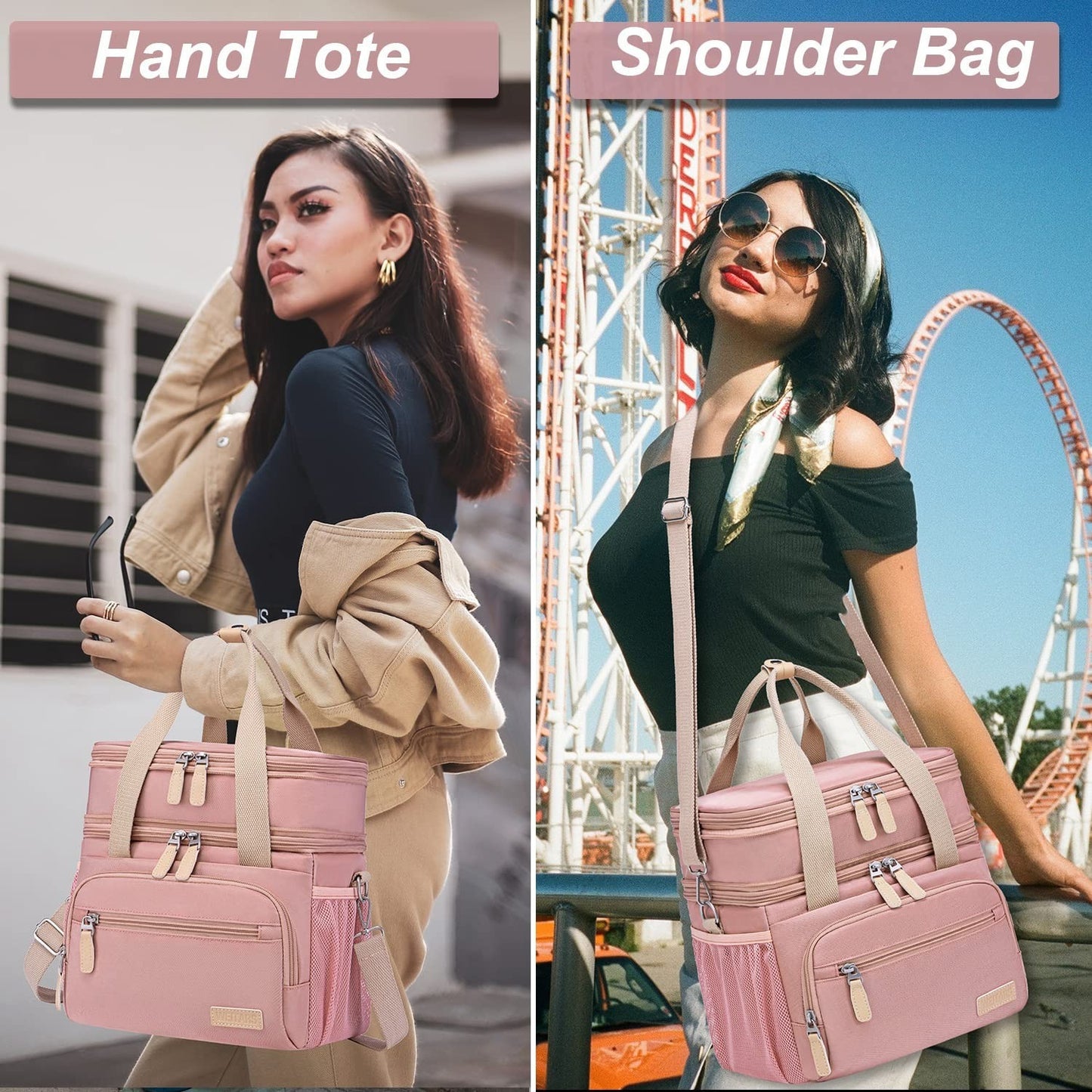 Insulated Lunch Bag for Women - Large Dual Compartment, Leakproof, Perfect for W5