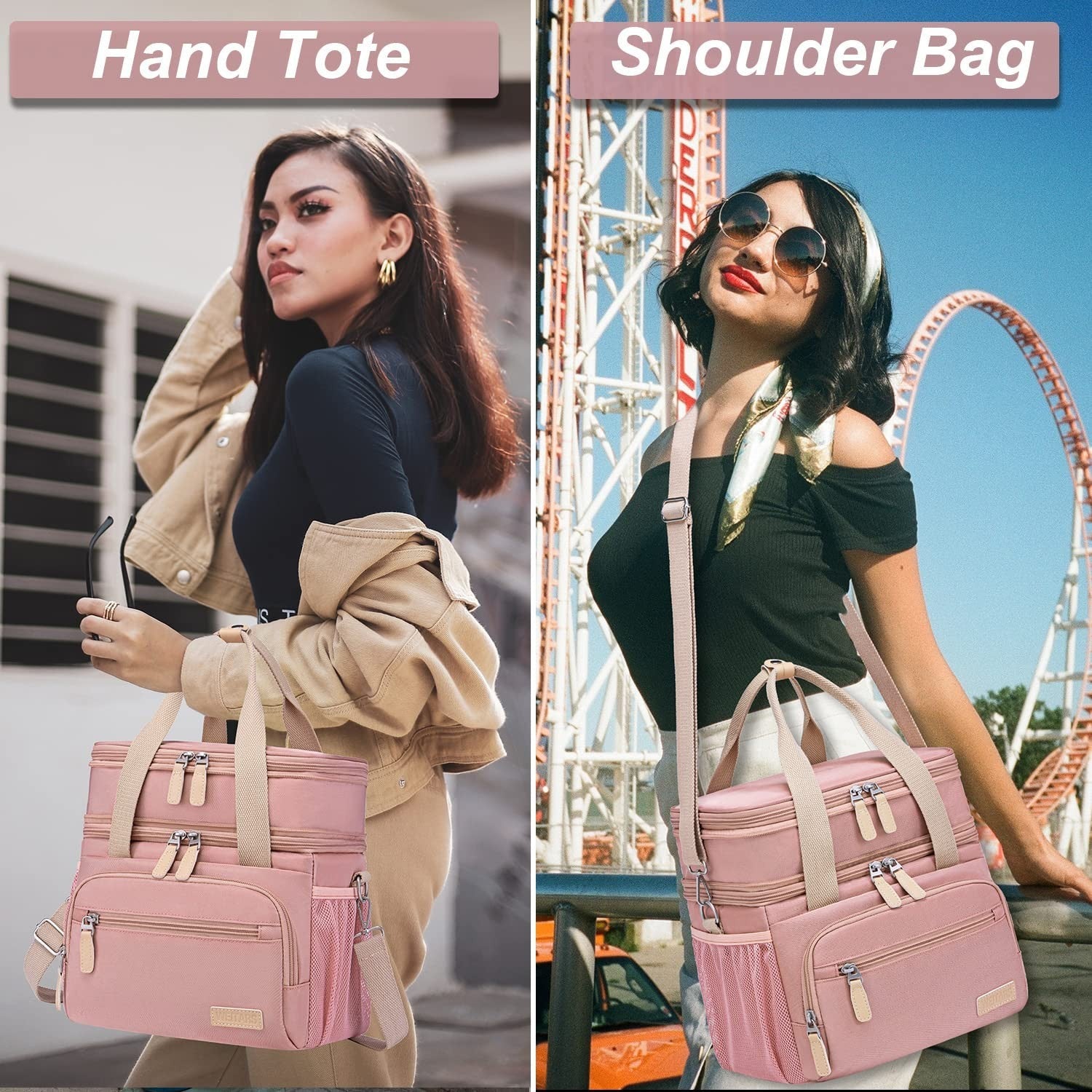 Insulated Lunch Bag for Women - Large Dual Compartment, Leakproof, Perfect for W5