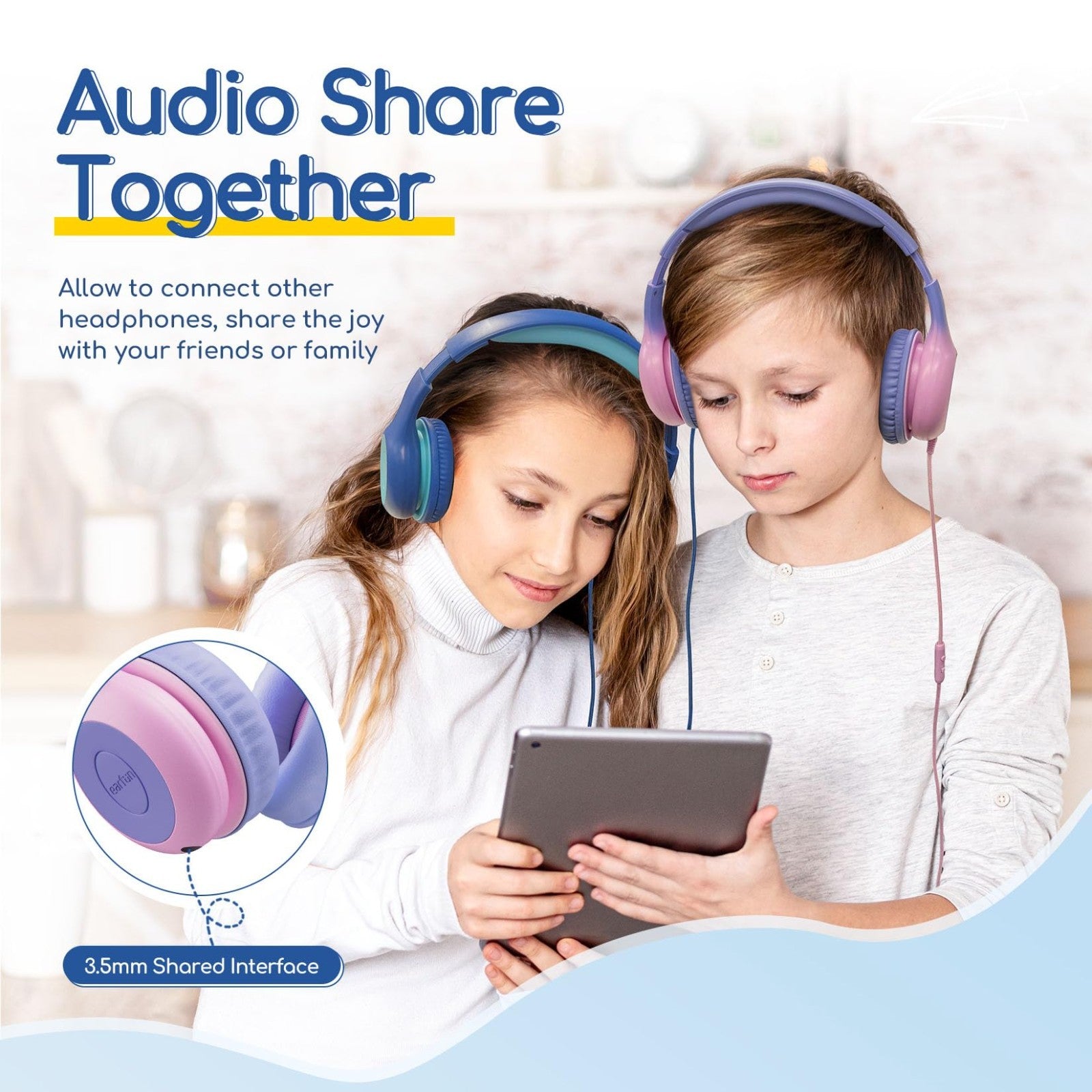 Wired Kids Headphones with Mic, USB Type C, Volume Limit 85/94dB, Portable Folda3