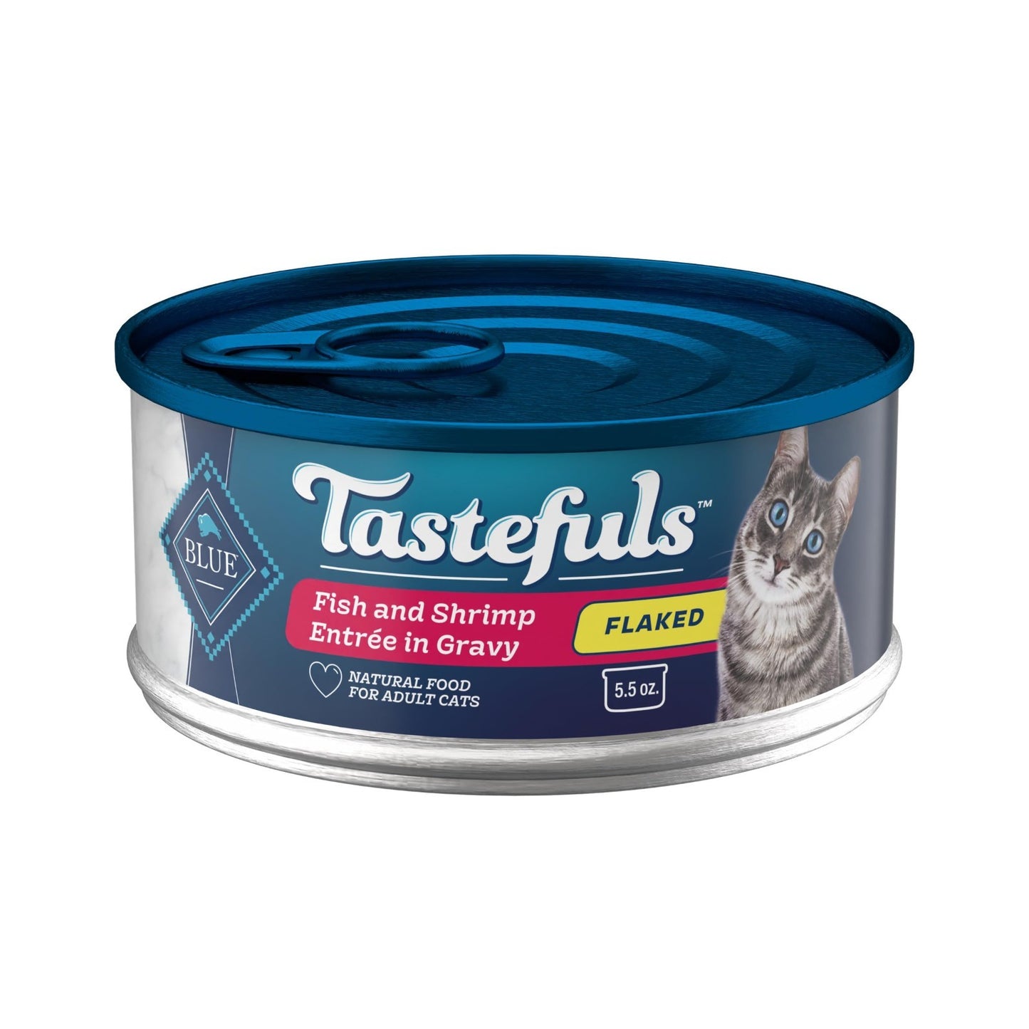 Flaked Wet Cat Food with Fish & Shrimp, 5.5 oz Cans, 24 Pack   Grain Free, High1