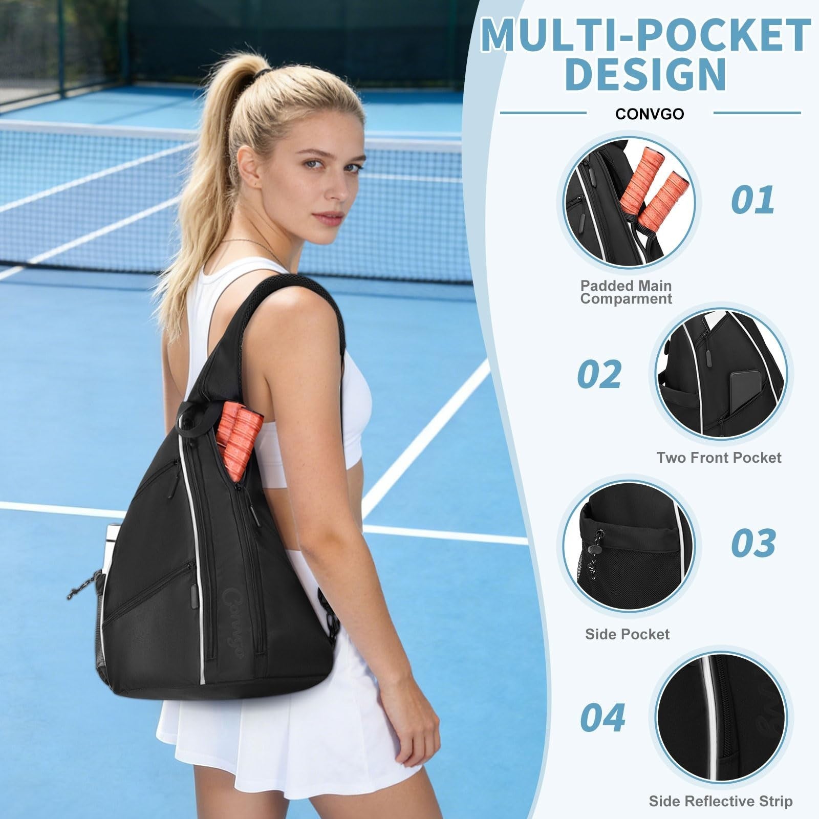 Adjustable Pickleball Backpack & Sling Bag - 2-in-1 Sports Bag for Tennis4