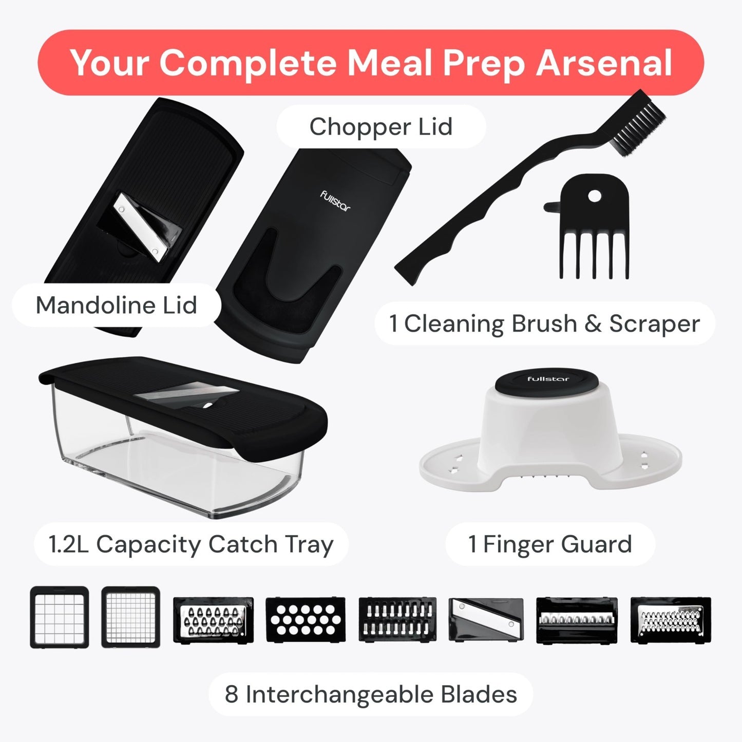 8 in 1 Vegetable Chopper & Mandoline Slicer   Sharp Stainless Steel Blades, Kitc7