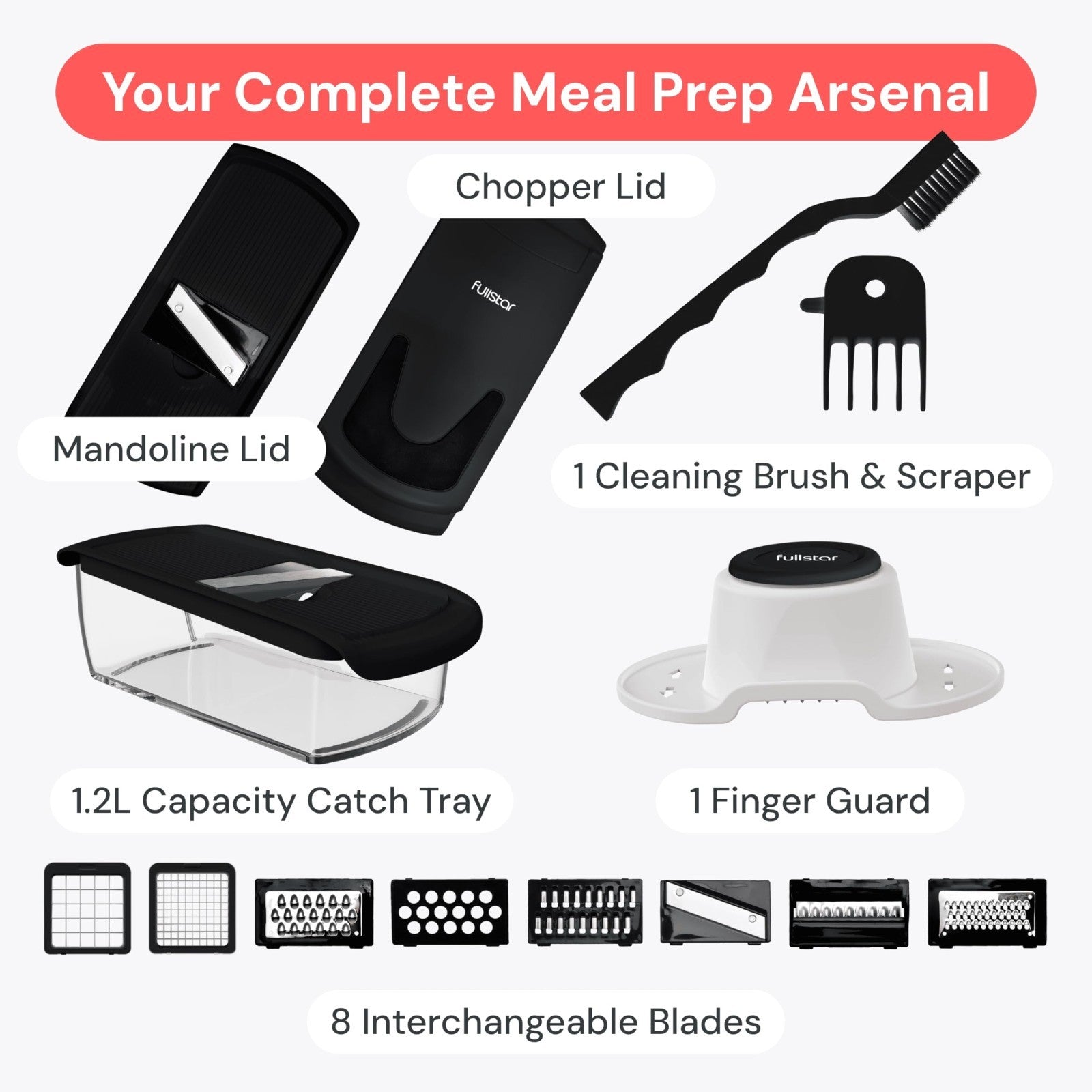 8 in 1 Vegetable Chopper & Mandoline Slicer   Sharp Stainless Steel Blades, Kitc7